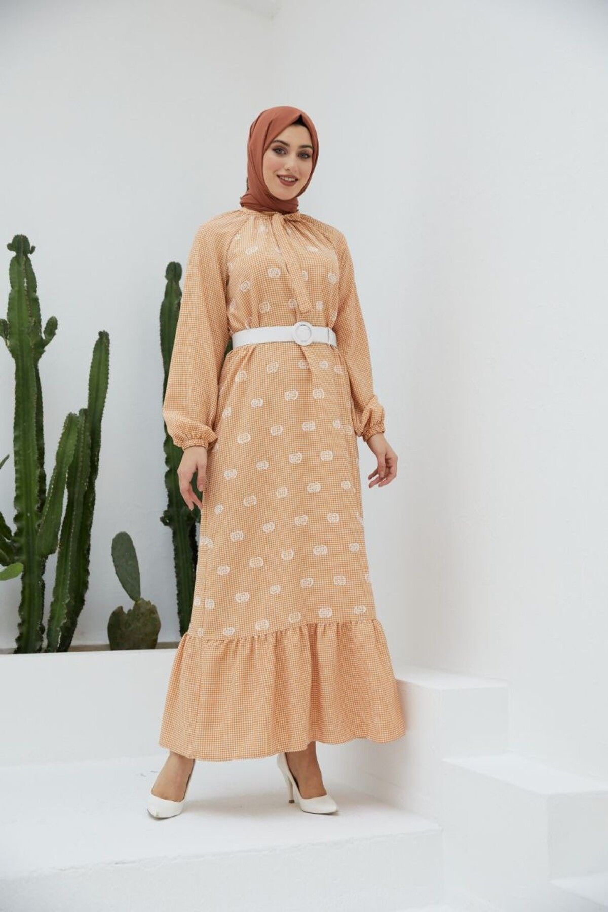 Nissra Ankanoor Pötikare Reglan Kol Nakışlı Elbise Anka251406