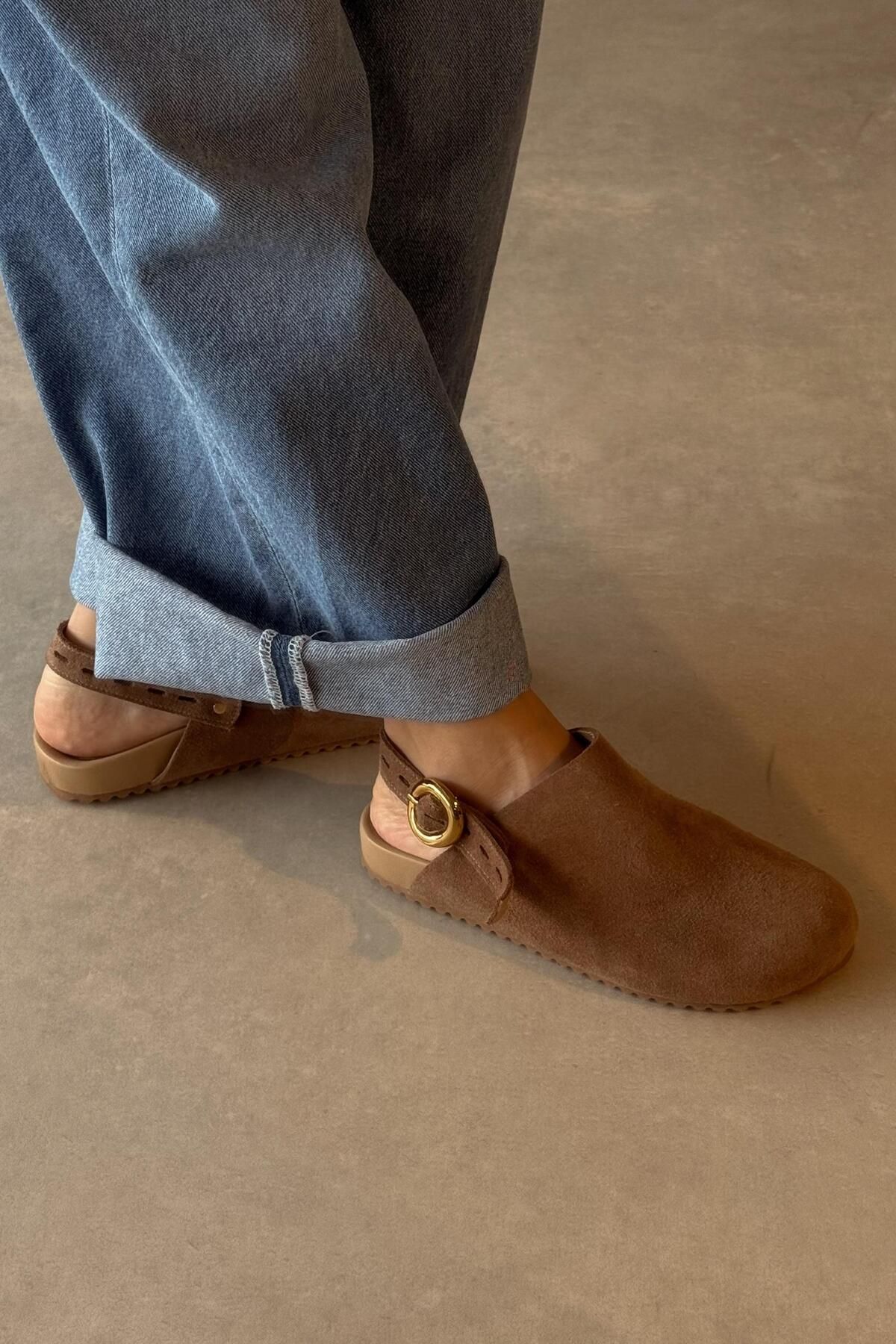 nope21shoess Tailor Toprak Hakiki Deri Sandalet