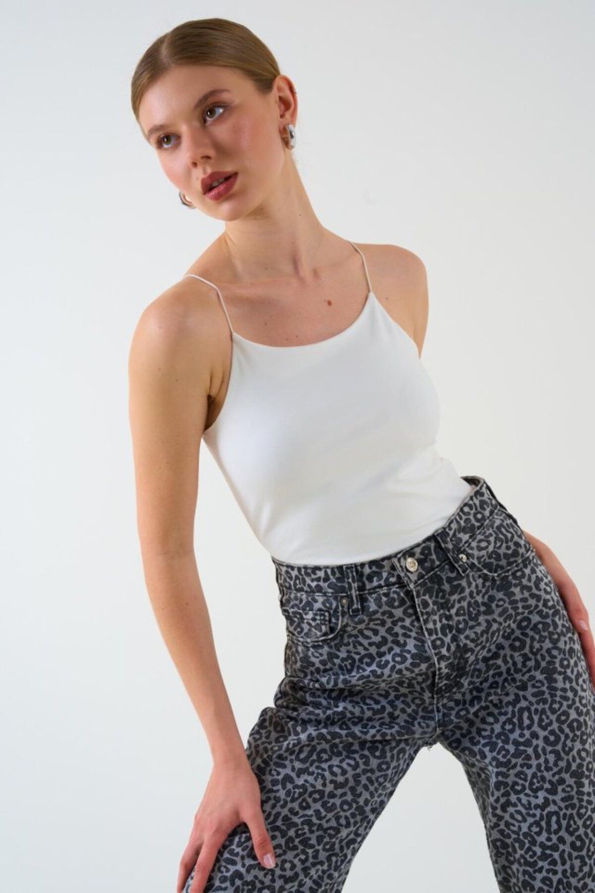 ARUZ MODA Askısı Lastikli Atlet - Ekru