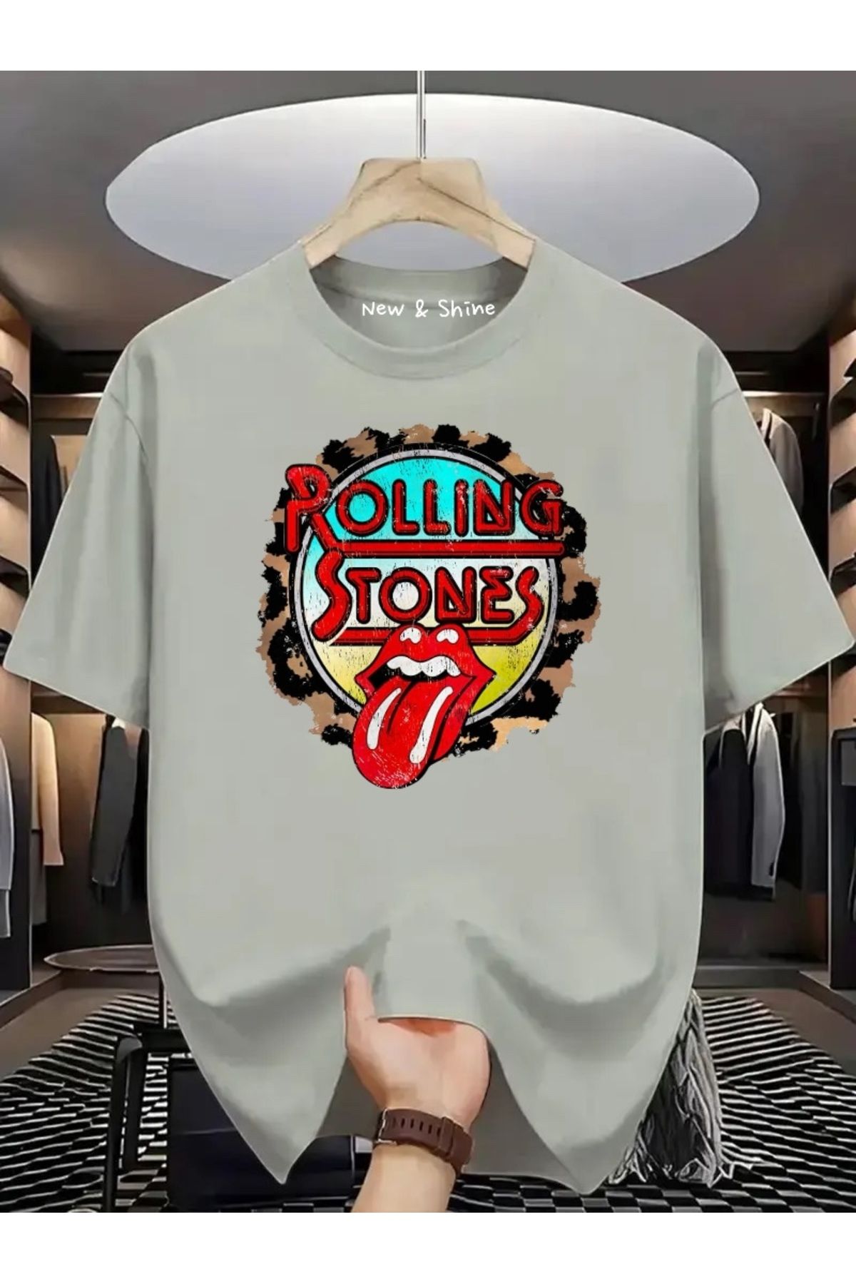New Shine Rolling Stones Büyük Beden Oversize T-Shirt