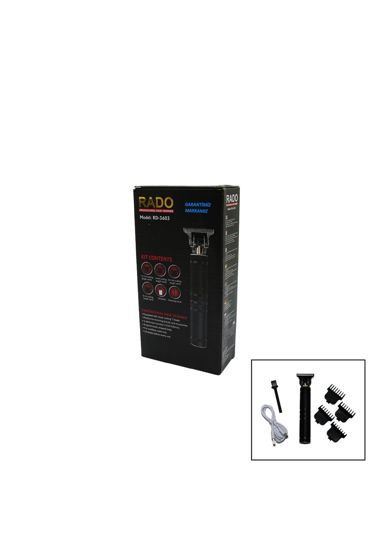 teknotrust METAL KASA USB ŞARJLI SAÇ SAKAL TRAŞ MAKİNESİ RD-3603 (4767) - PRP1643-6551