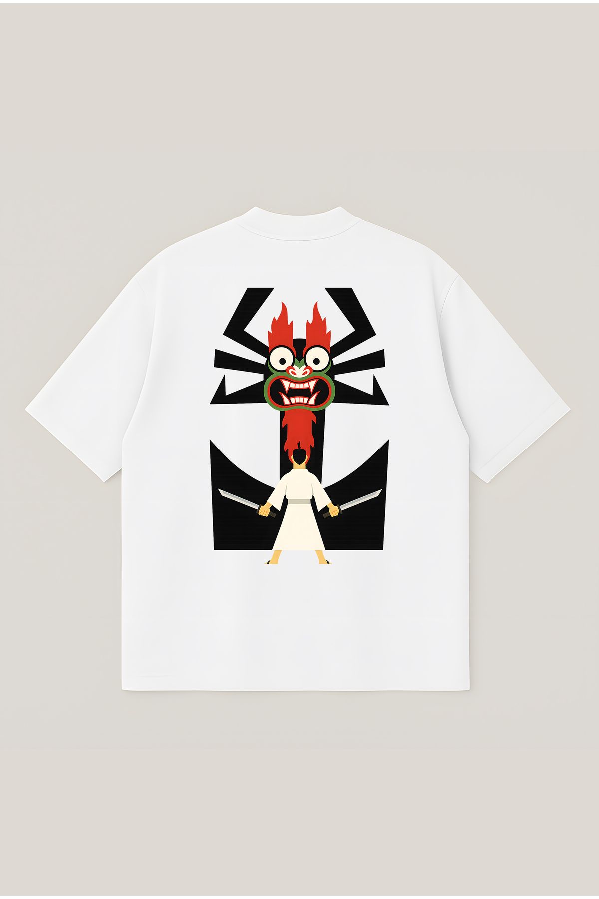 Moon Dancer Samurai Jack Unisex Oversize Baskılı Boxy Fit Kalın Kumaşlı T-shirt