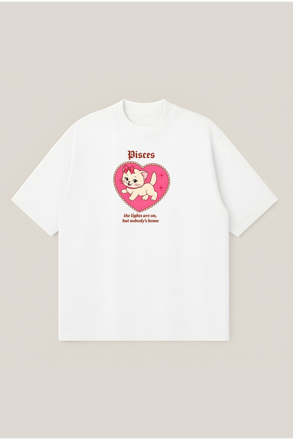 Moon Dancer Pisces Unisex Oversize Baskılı Boxy Fit Kalın Kumaşlı T-shirt