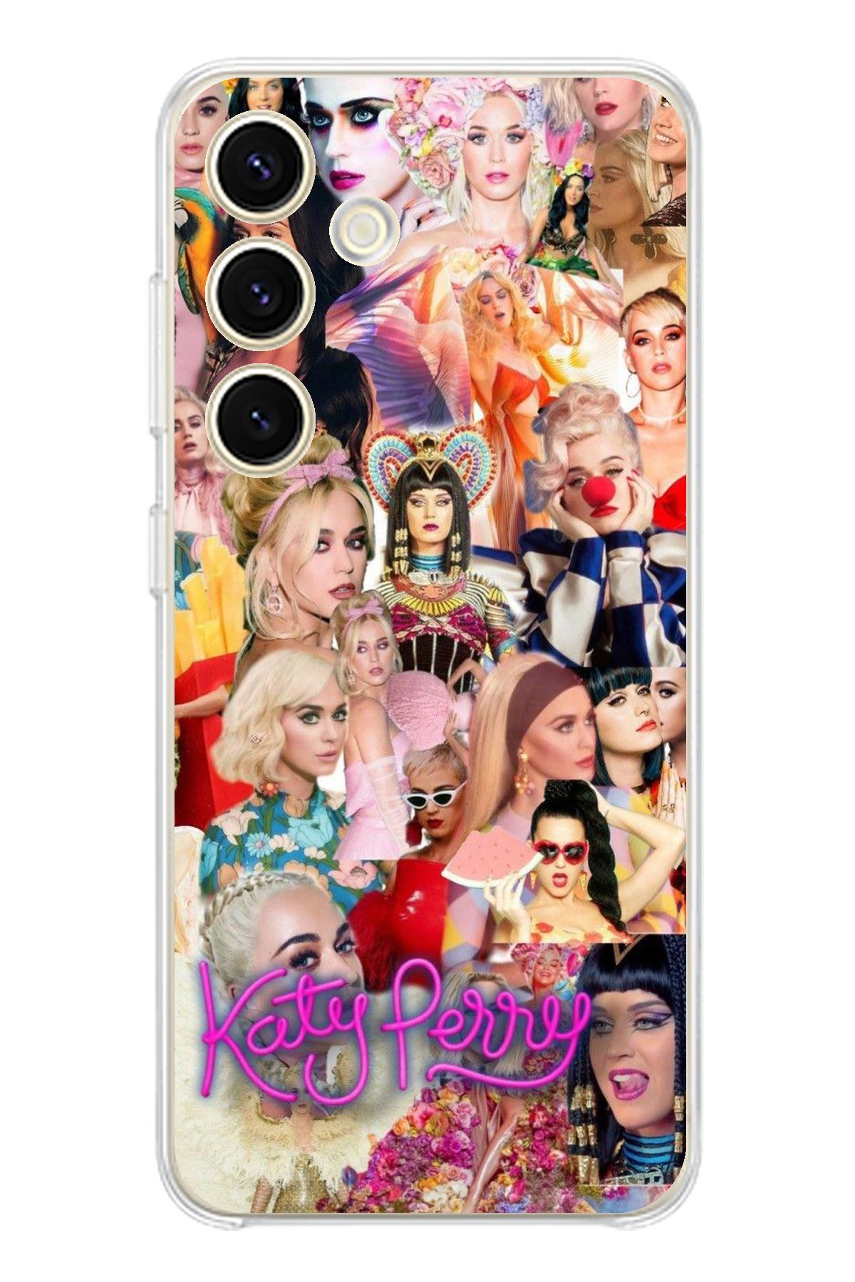 TechTree Samsung Galaxy S24 Uyumlu Katy Perry Kolaj Şeffaf Silikon Kılıf