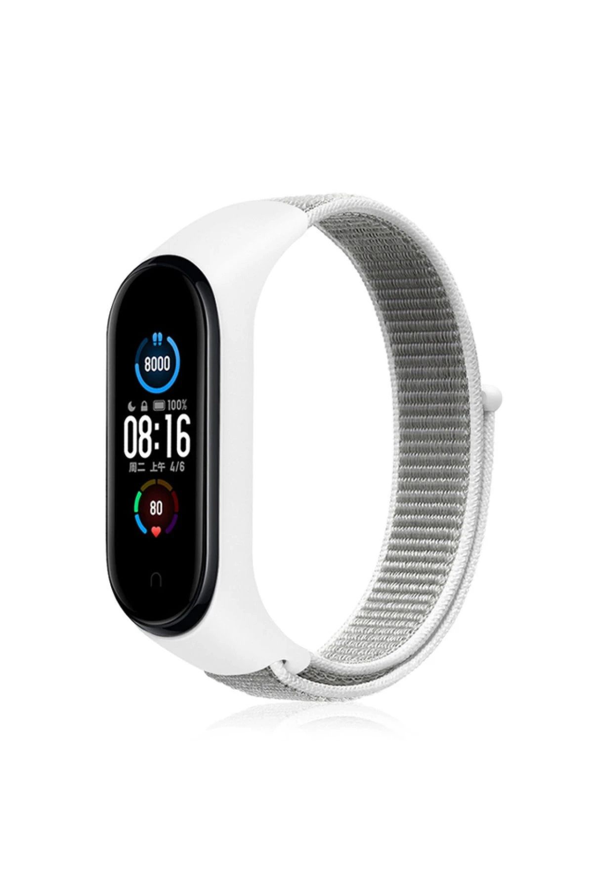 NewFace Xiaomi Mi Band 4 Hasırlı Cırtcırtlı Kordon - Beyaz GLSTD