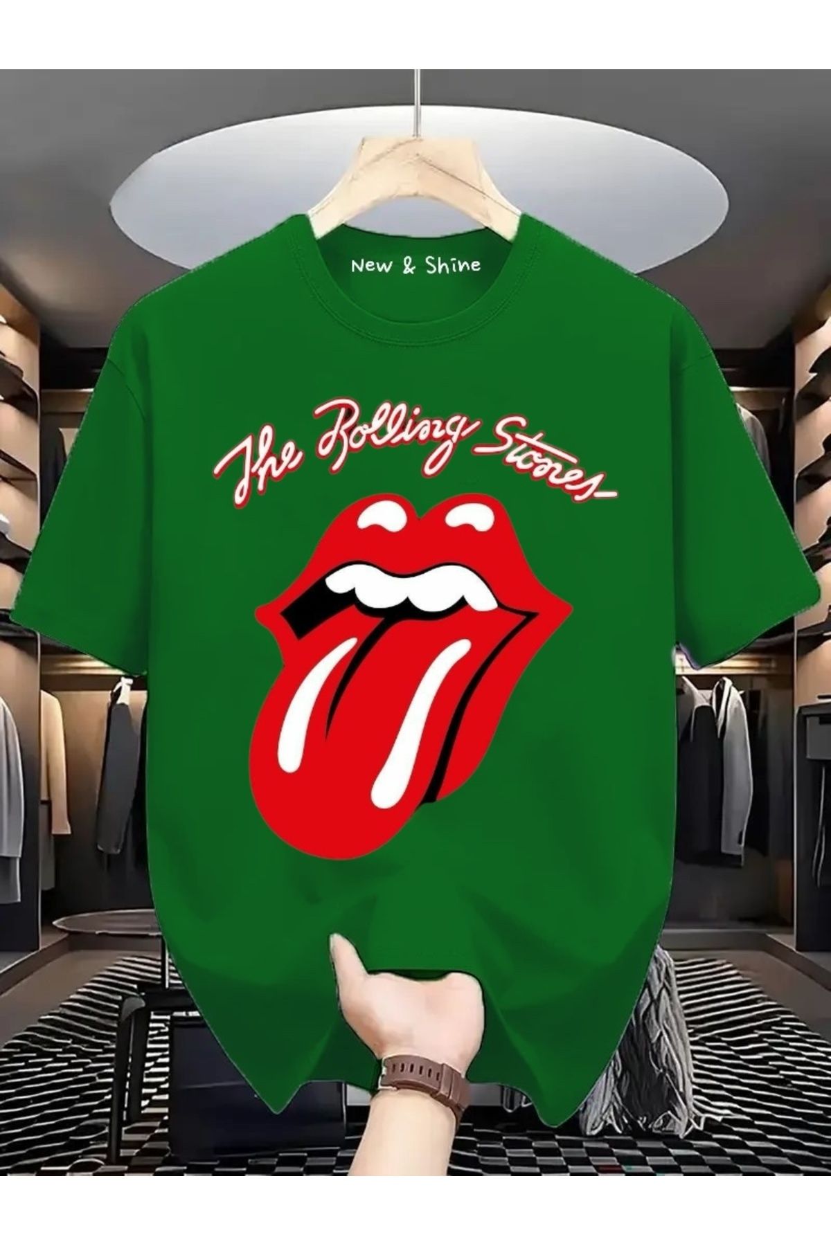 New Shine Rolling Stones Büyük Beden Oversize T-Shirt