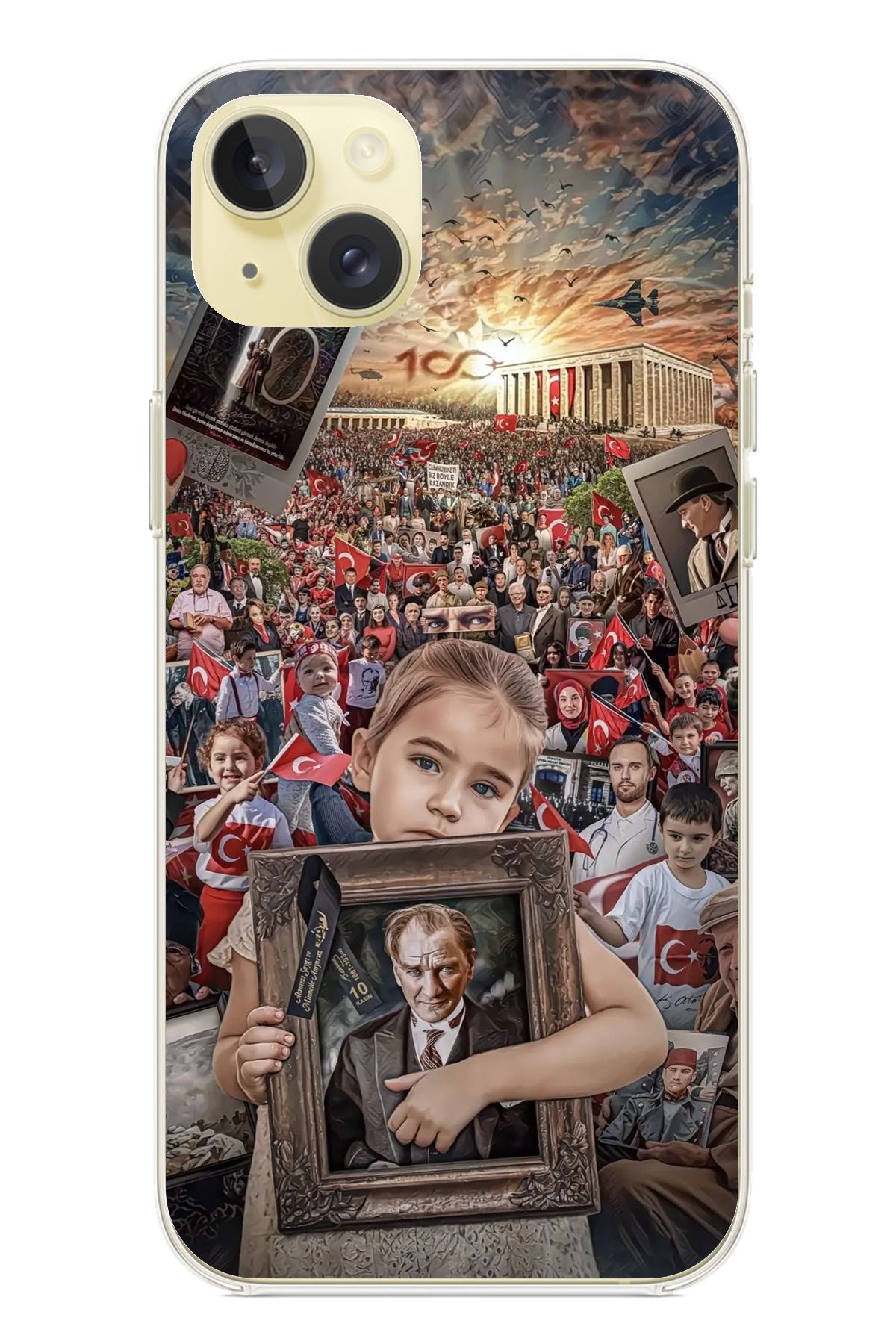 TechTree iPhone 15 PLUS Uyumlu Atatürk Anıtkabir Şeffaf Silikon Kılıf
