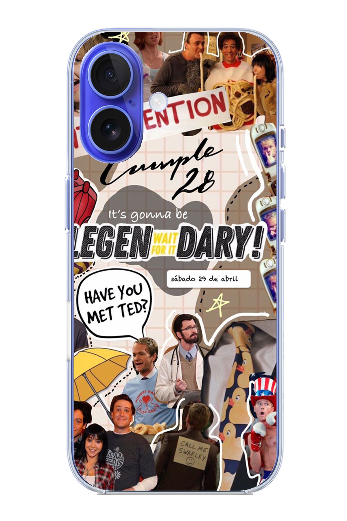 TechTree iPhone 16 Uyumlu Retro Gazete How i met your mother Tasarımlı Şeffaf Silikon Kılıf
