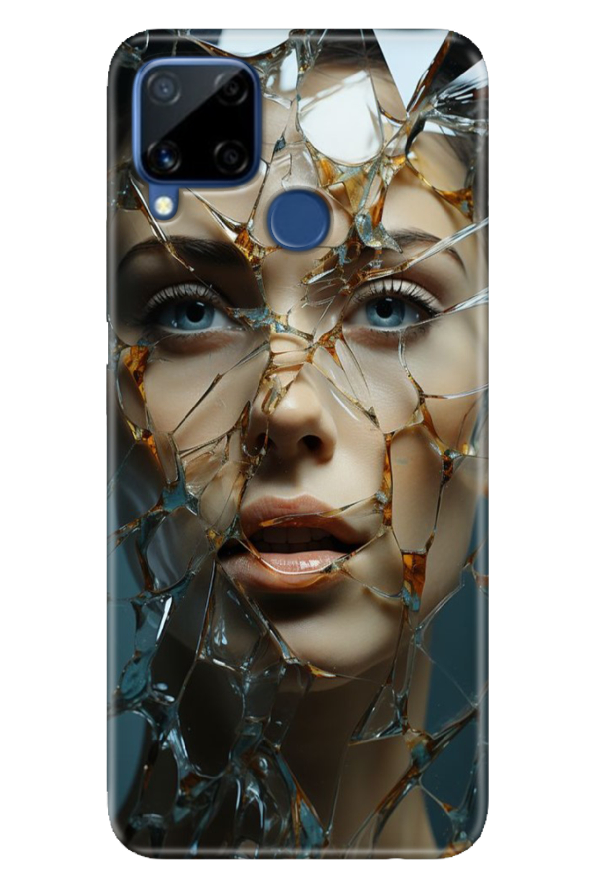 Realme C15 Sheath Patterned Silicone Color TPU UV Glass Fracture