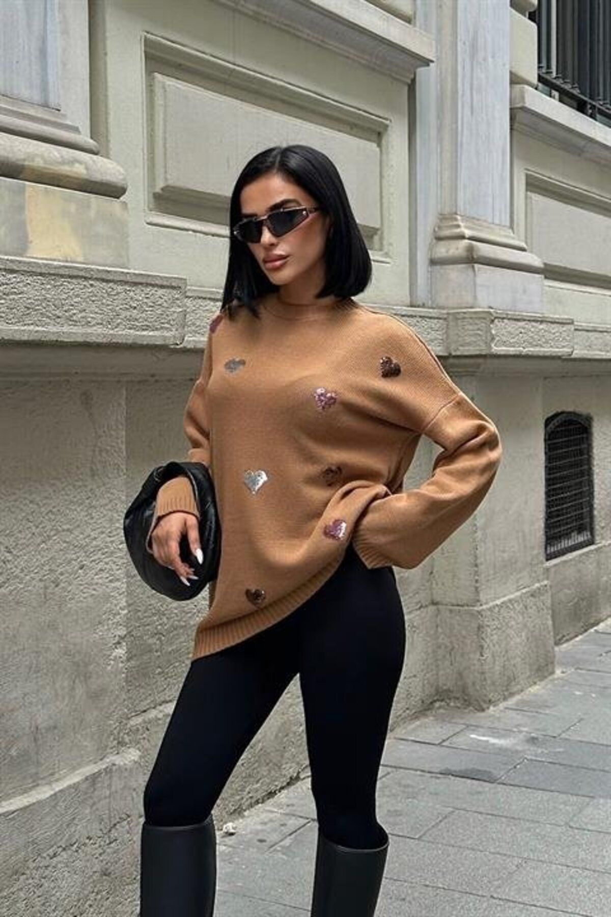 ARUZ MODA Molly Kalp Desenli Triko Örme Kazak 1339