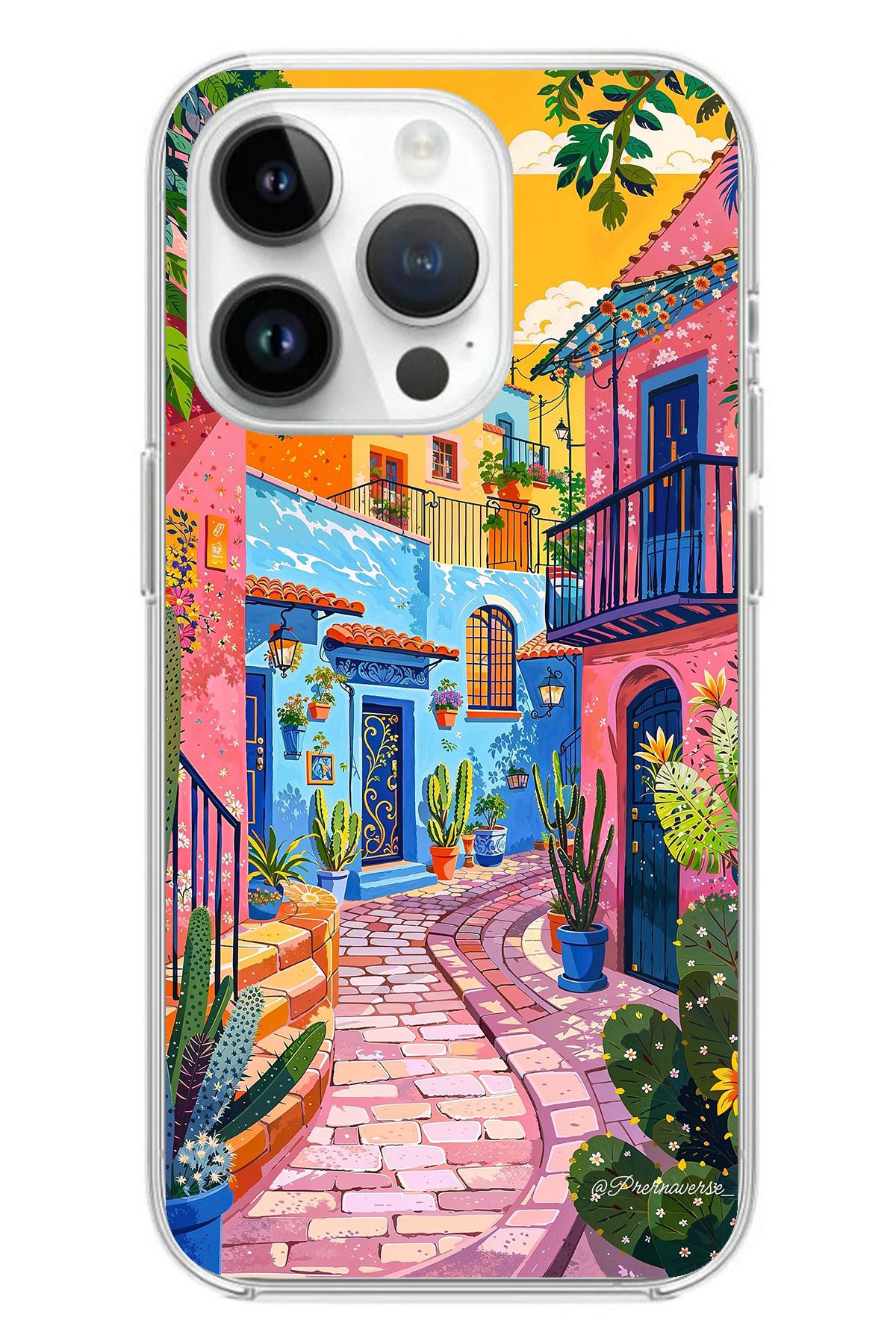 TechTree iPhone 14 PRO Uyumlu Renkli Sanat Sokak Silikon Kılıf
