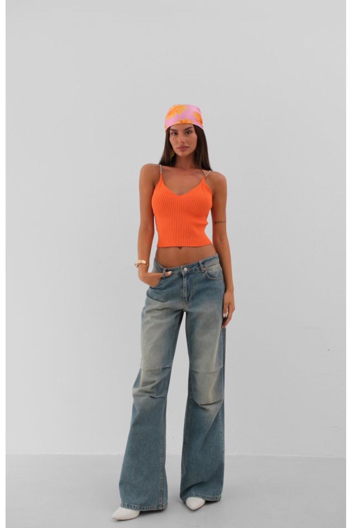 ARUZ MODA Taş Askılı Triko Bluz