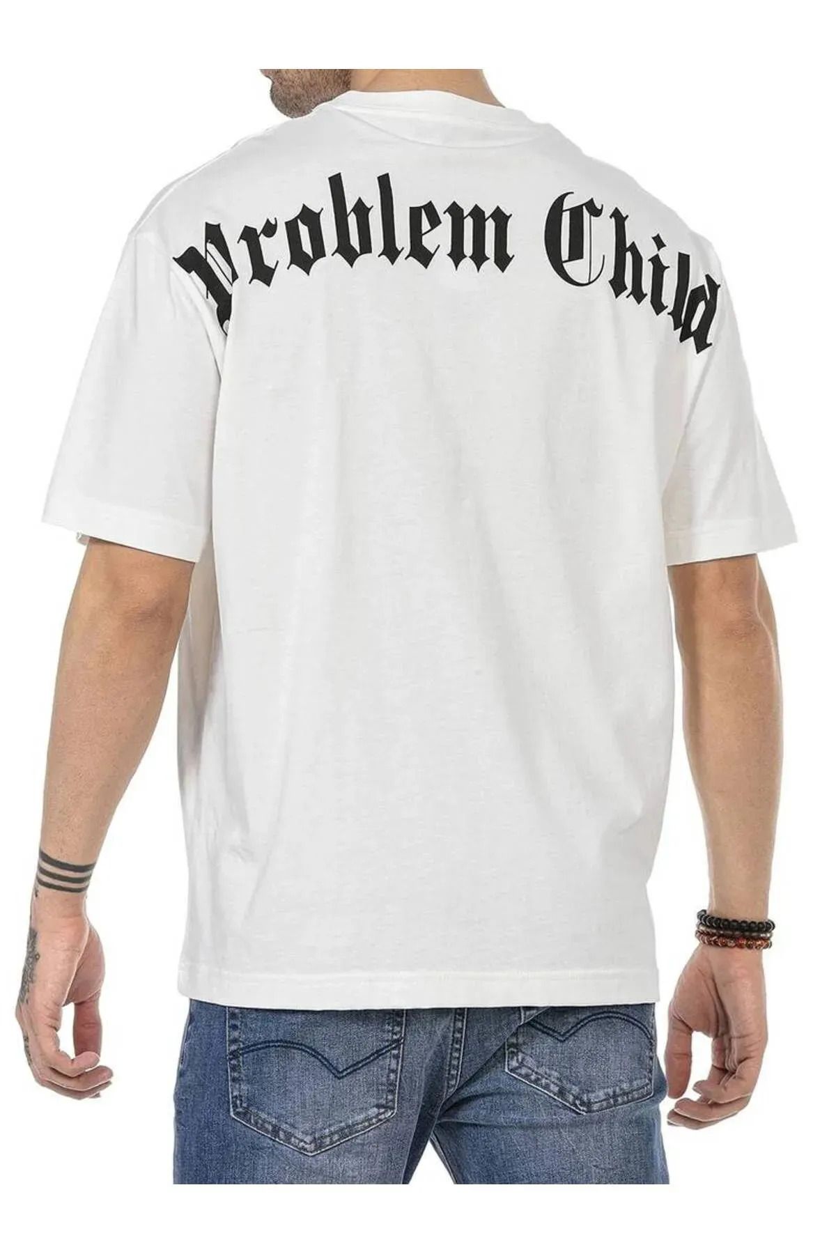FeaR LeeS Unisex Büyük Beden Problem Basklı Oversize T-shirt