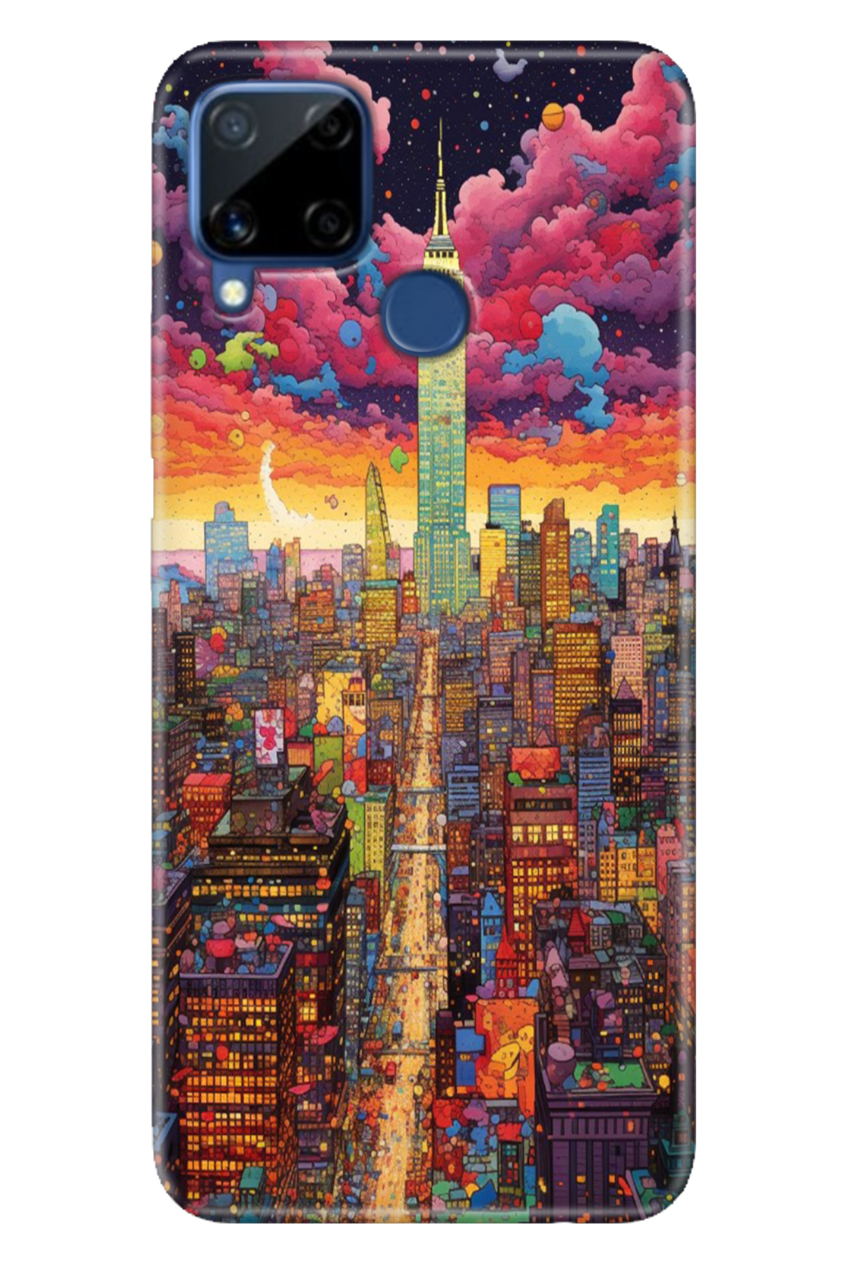 Realme C15 Sheath Patterned Silicone Color TPU UV Retro NewYork