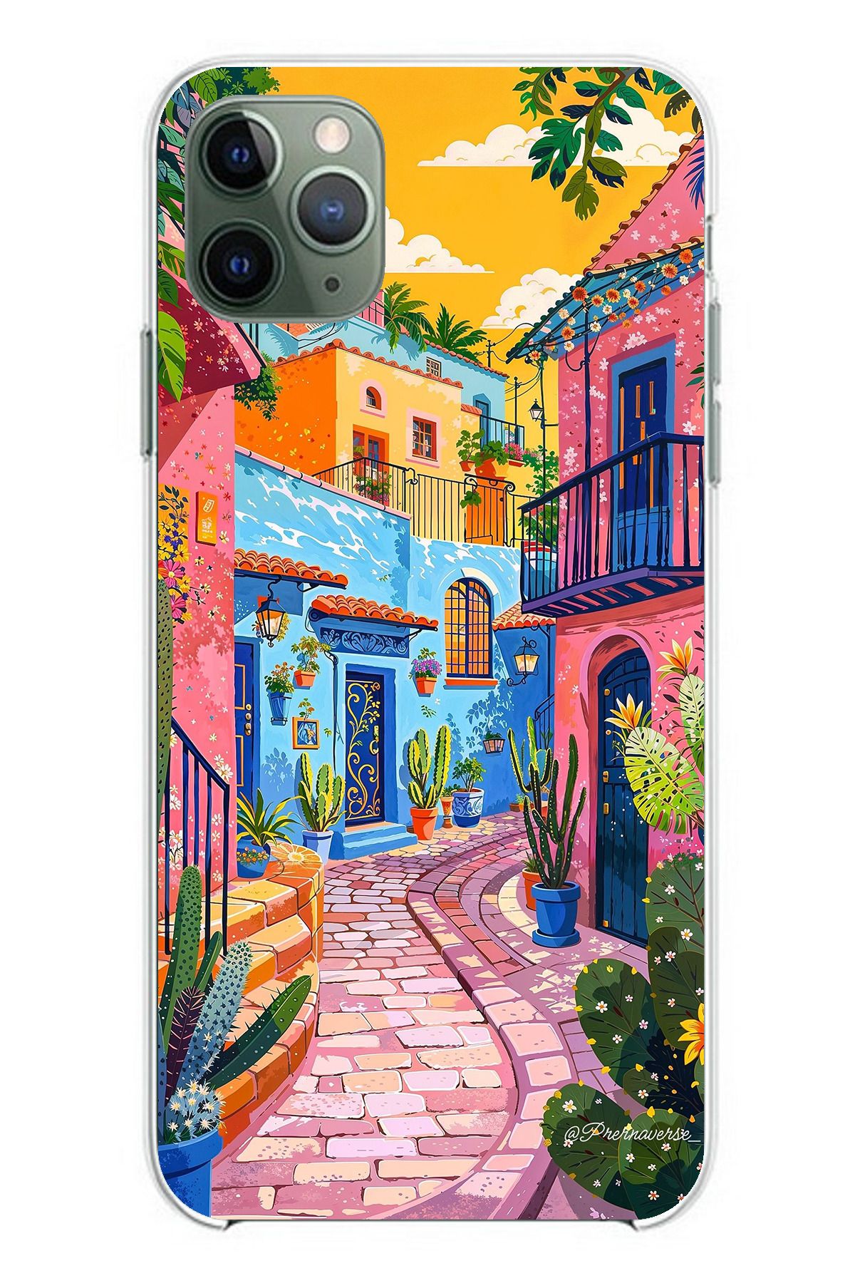 TechTree iPhone 11 PRO Uyumlu Renkli Sanat Sokak Silikon Kılıf