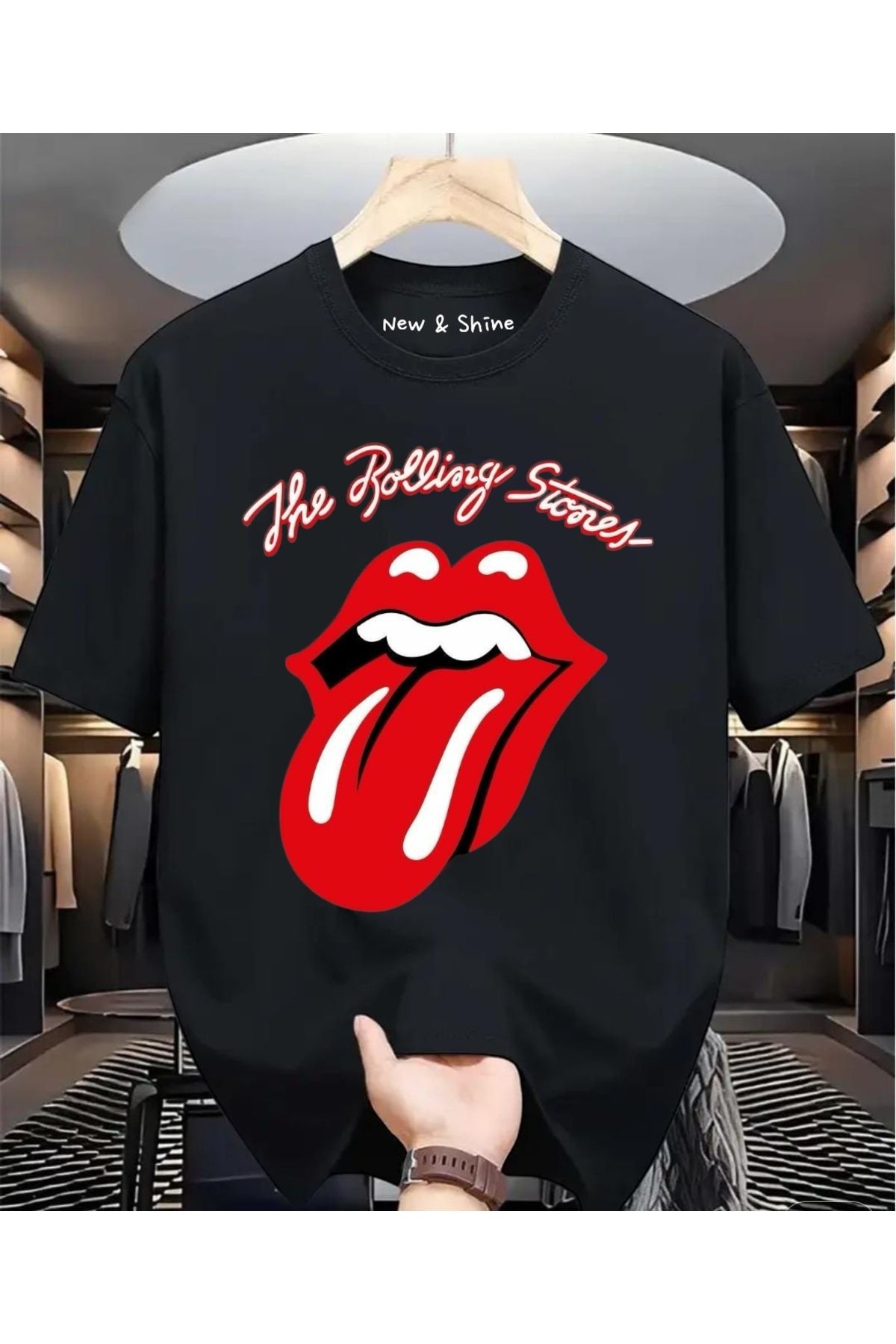 New Shine Rolling Stones Baskılı Oversize T-Shirt