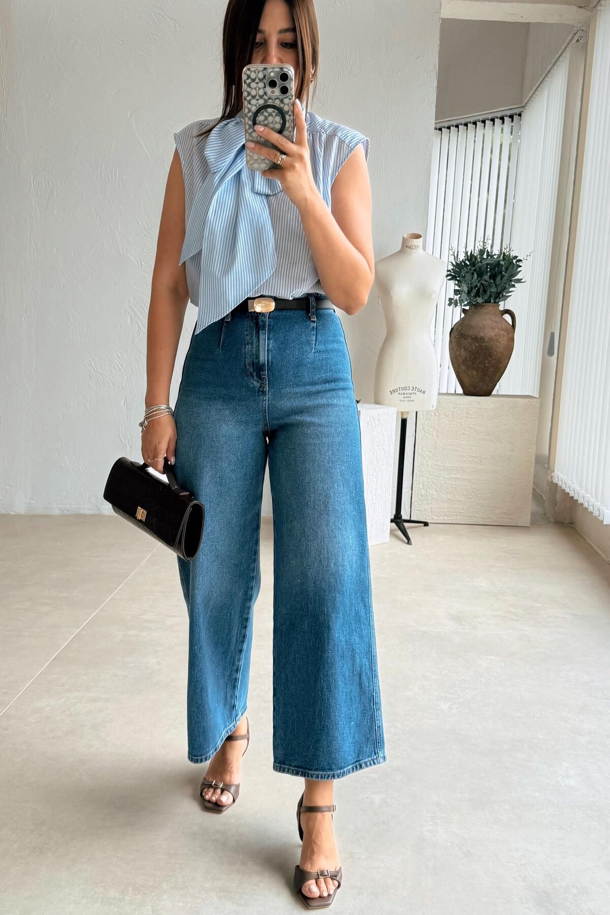 ELVAN TOLON Pensli Mavi Jean