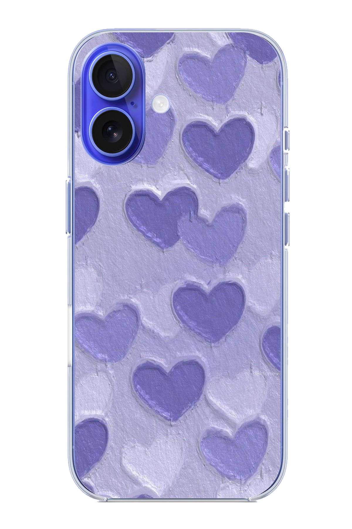 TechTree iPhone 16 Uyumlu Mor Kalpler Tasarımlı Şeffaf Silikon Kılıf