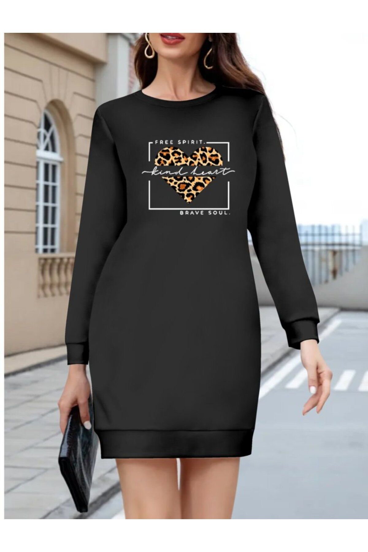 ARUZ MODA Kadın Uzun Kollu Bisiklet Yaka Desenli Viskon Iki Iplik Bluz