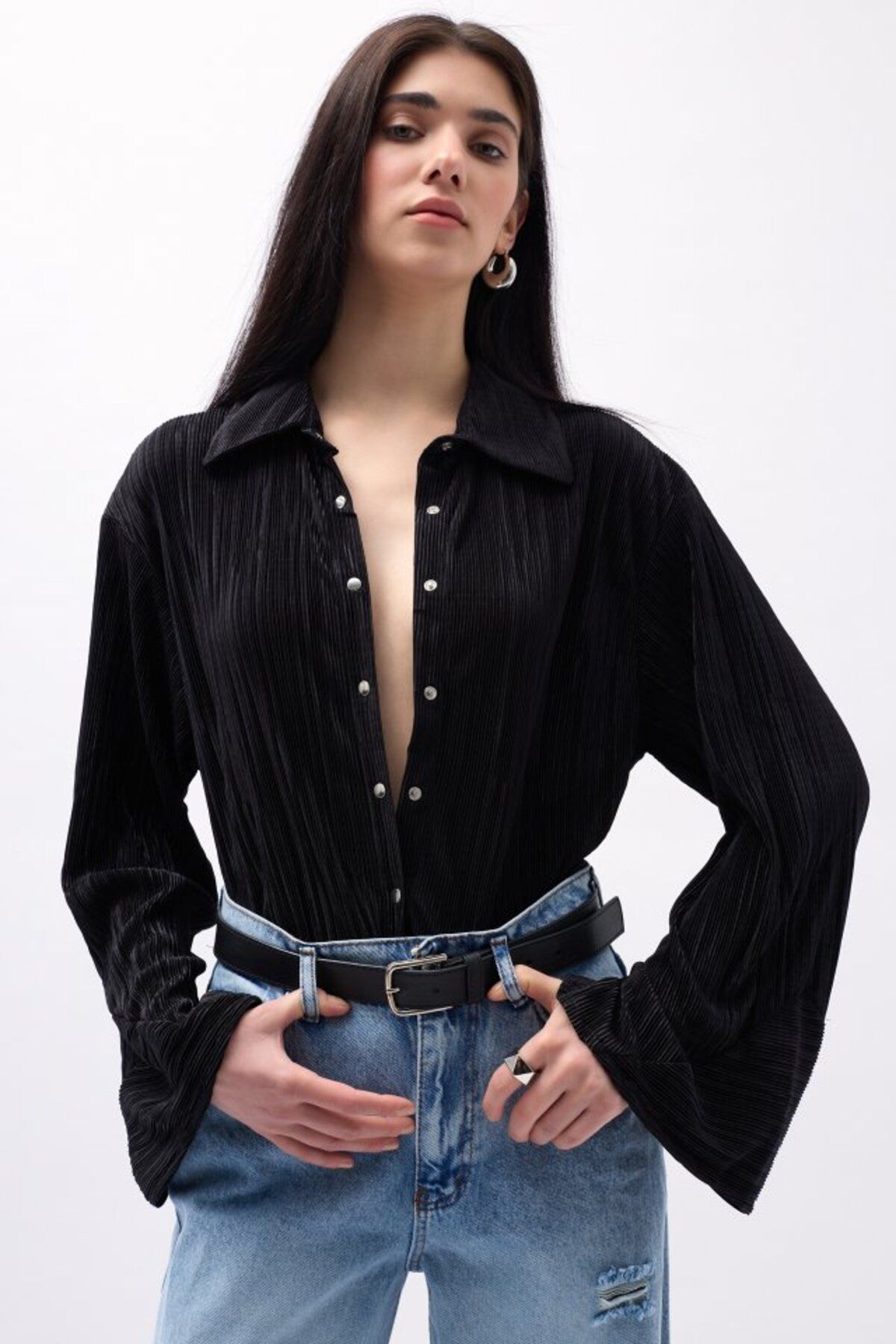 ARUZ MODA Oversize Dokulu Gömlek