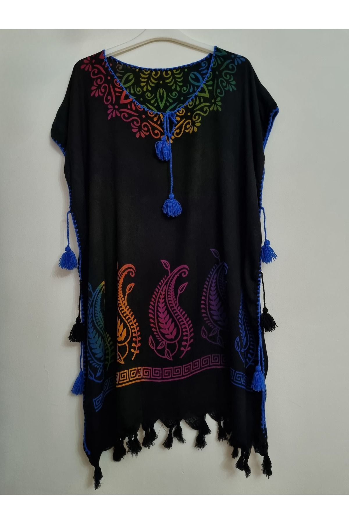 Milenam Etnik Desen Baskılı El İşi Pareo Tunik