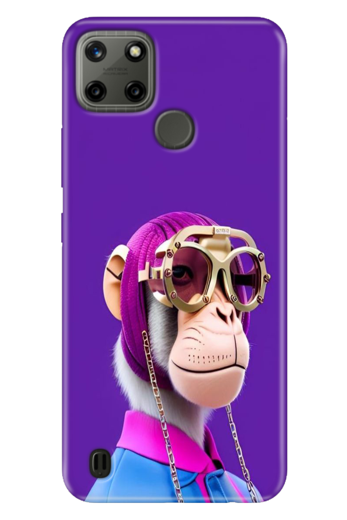 Realme C21Y - Realme C25Y Sheath Colorful TPU UV Printed Patterned Silicone Monkey