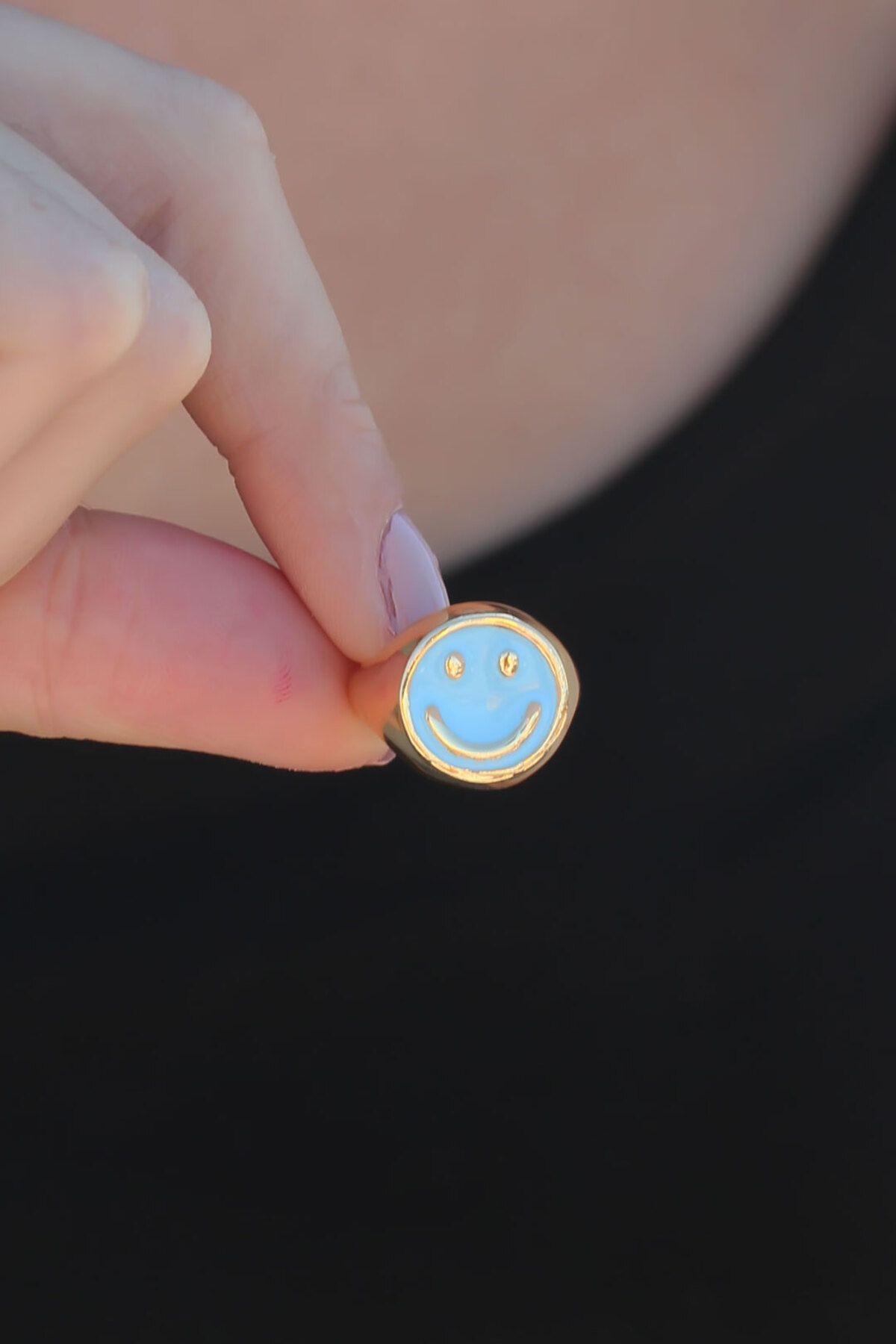 Goşenefmafe Ayarlamalı Mavi Mineli Smile Yüzük