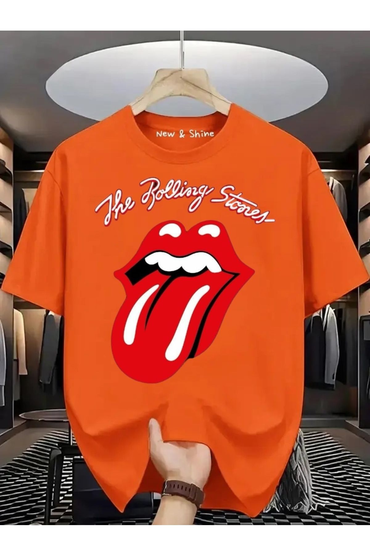 New Shine Rolling Stones Baskılı Oversize T-Shirt