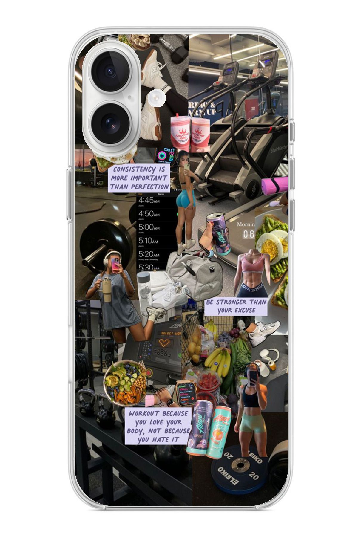 TechTree iPhone 16 PLUS Uyumlu Gym Spor Fitness Motivasyon Şeffaf Silikon Kılıf