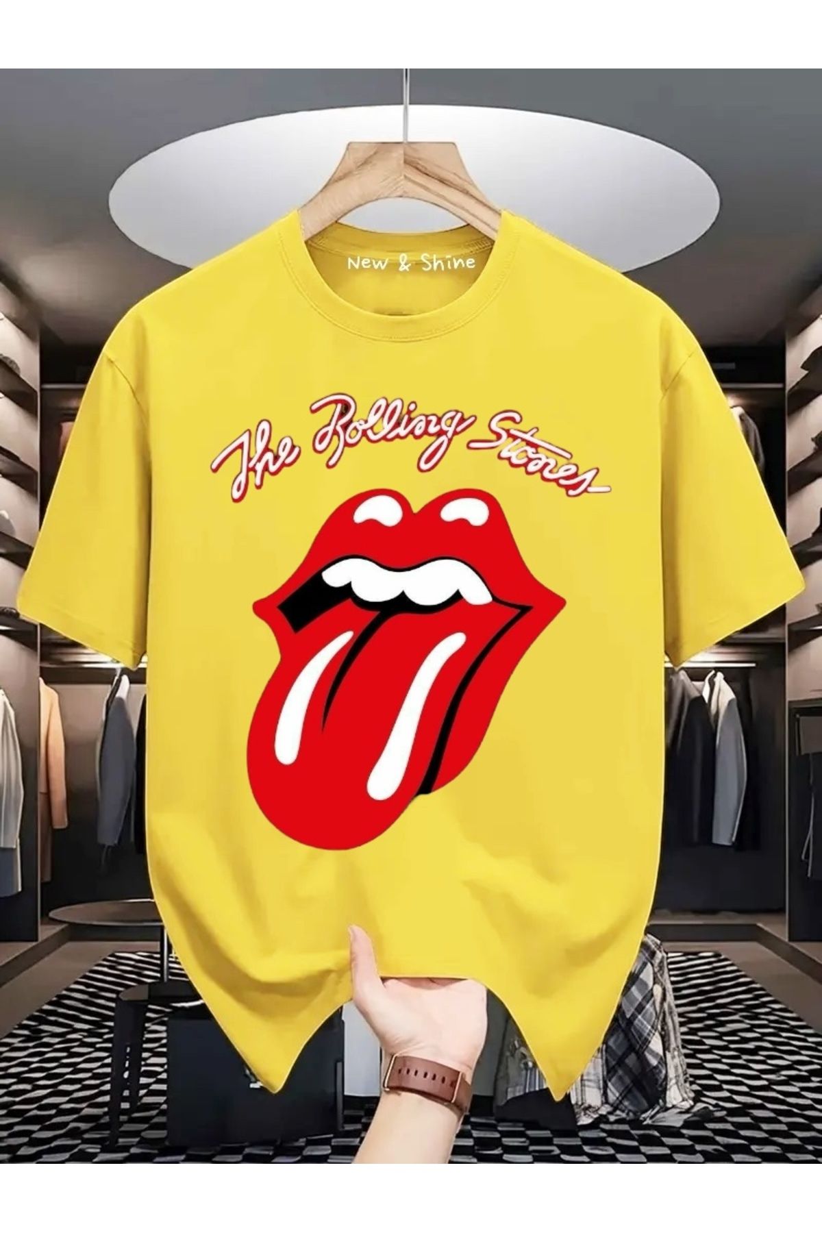 New Shine Rolling Stones Baskılı Oversize T-Shirt