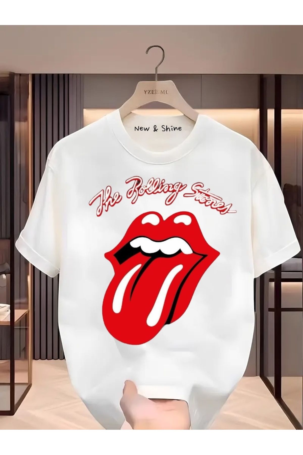 New Shine Rolling Stones Baskılı Oversize T-Shirt