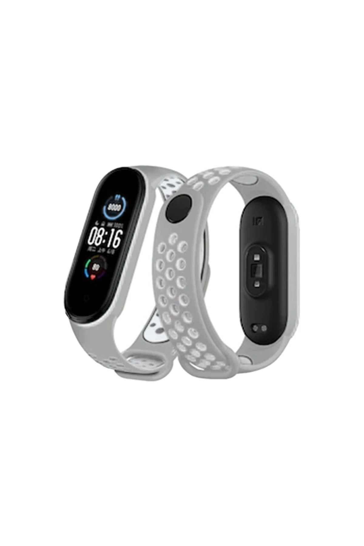 NewFace Xiaomi Mi Band 4 Spor Delikli Kordon - Gri-Beyaz MRAYD