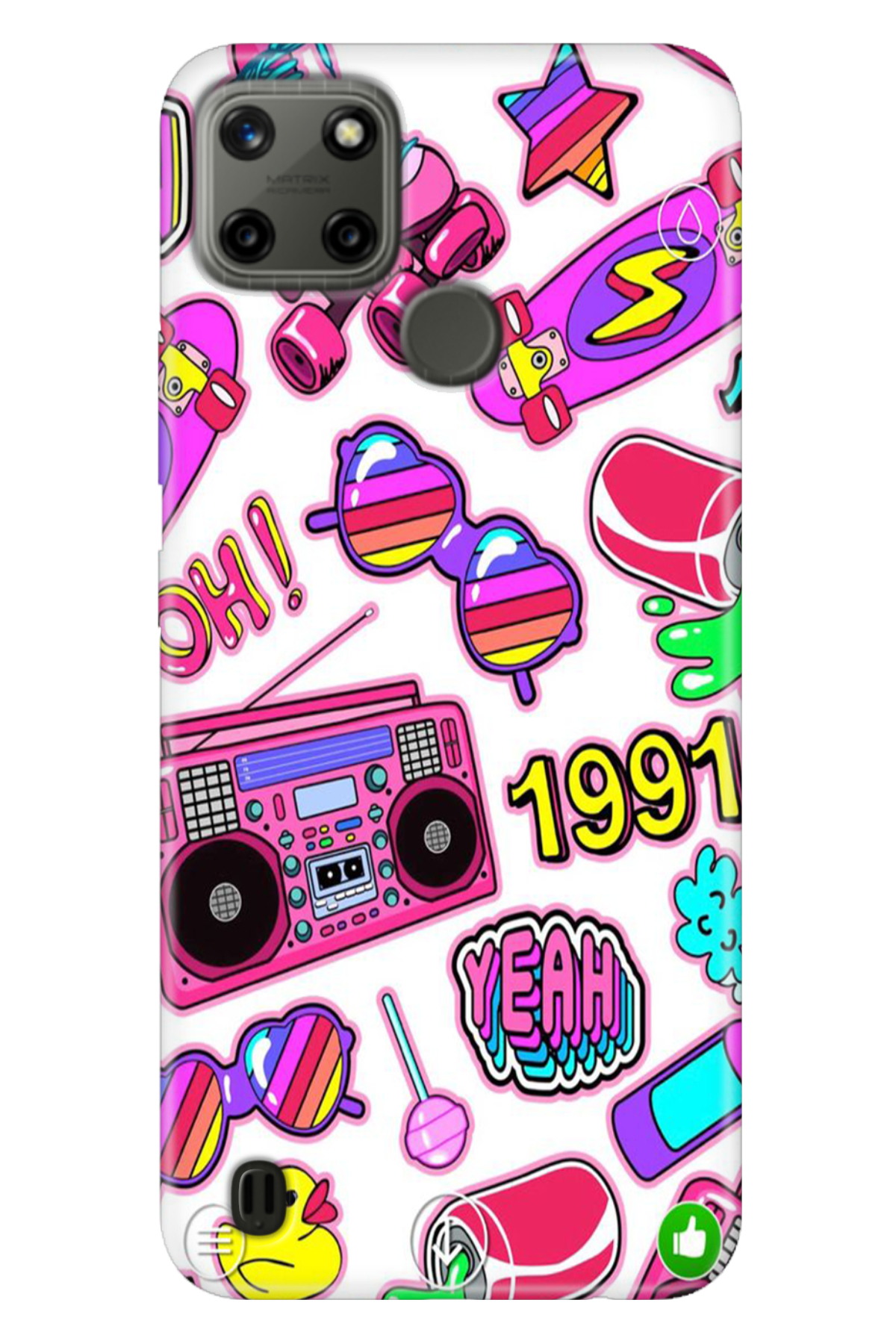 Realme C21Y - Realme C25Y Sheath Colorful TPU UV Printed Patterned Silicone 90s