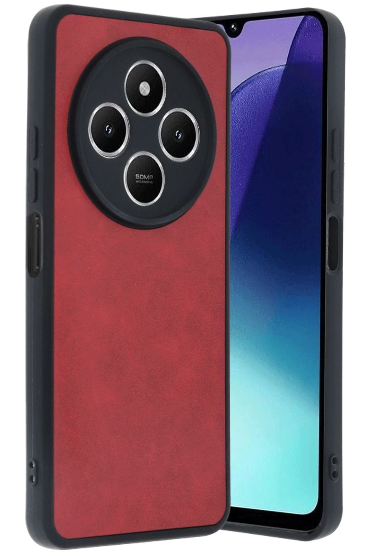 NewFace Xiaomi Redmi 14C Kılıf Aras Deri Kapak - Kırmızı GLSTD