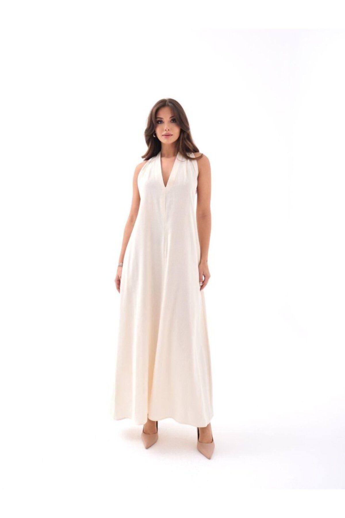ARUZ MODA 7405 ELBİSE-BEJ