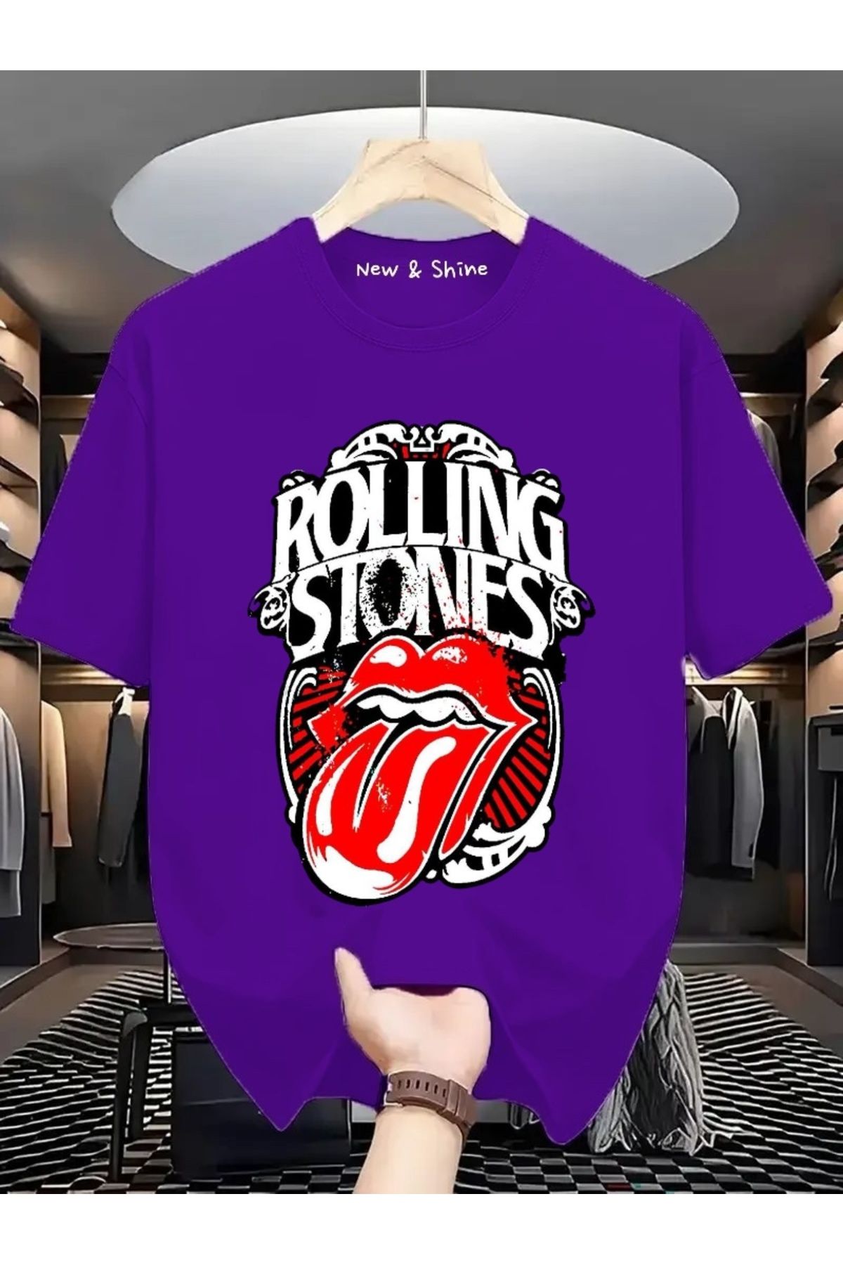 New Shine Rolling Stones Baskılı Oversize T-Shirt