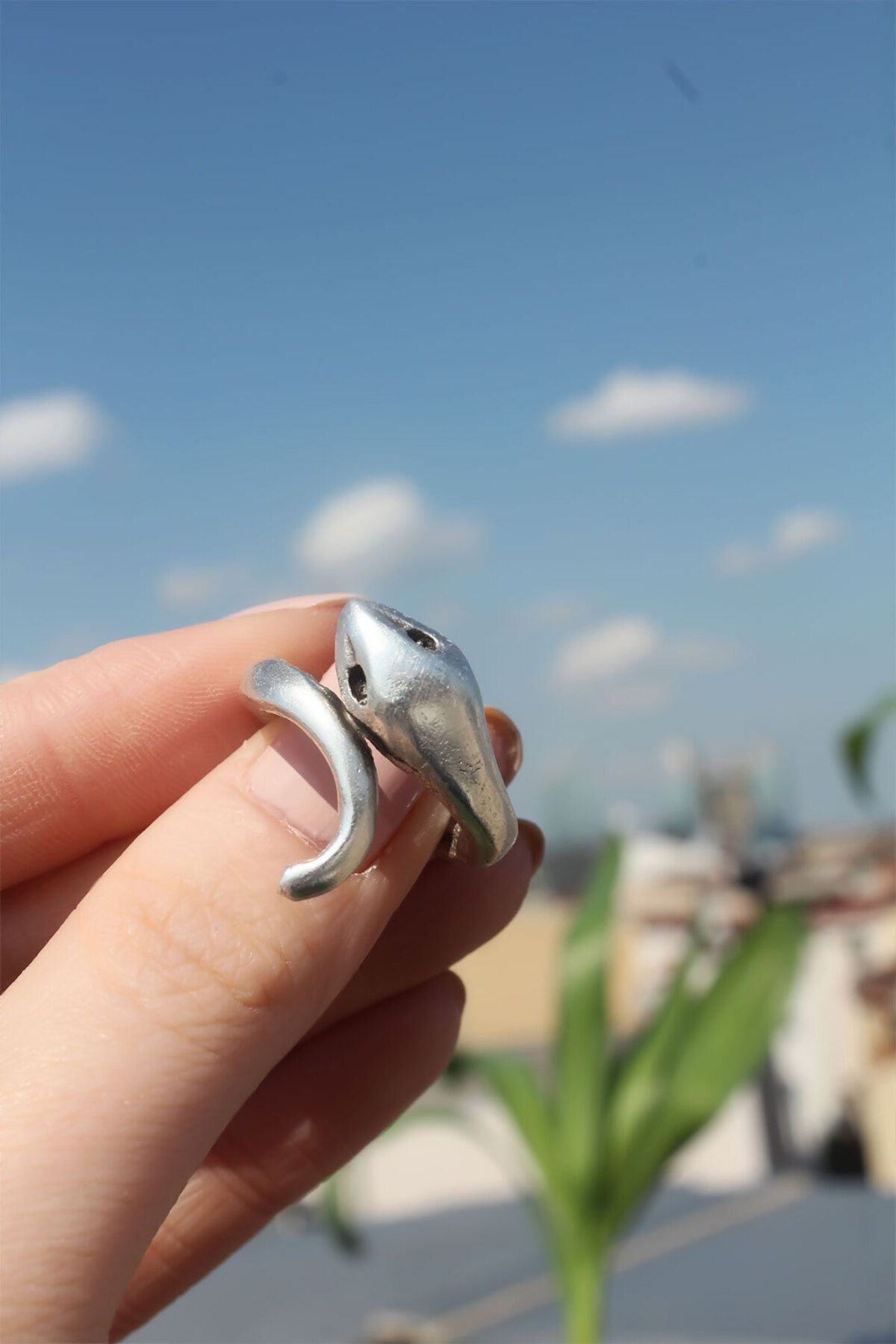 Goşenefmafe Metal Yılan Figürlü Ayarlamalı Antik Yüzük