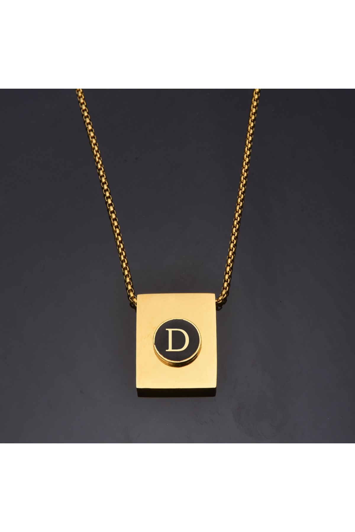 idolavm Fashion D Harfli Kare Çelik Erkek Kolye Takı Hediyelik Aksesuar