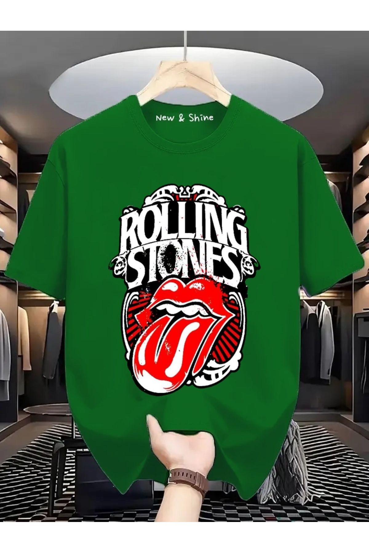 New Shine Rolling Stones Büyük Beden Oversize T-Shirt