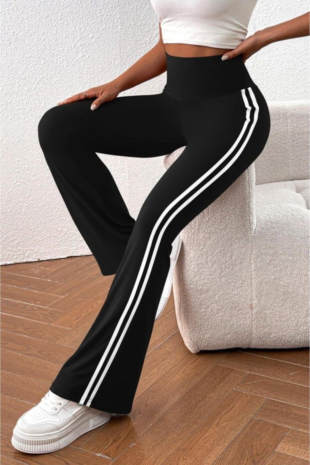 ARUZ MODA Kadın Yanları şerit Beli Lastikli Dalgıç Tayt