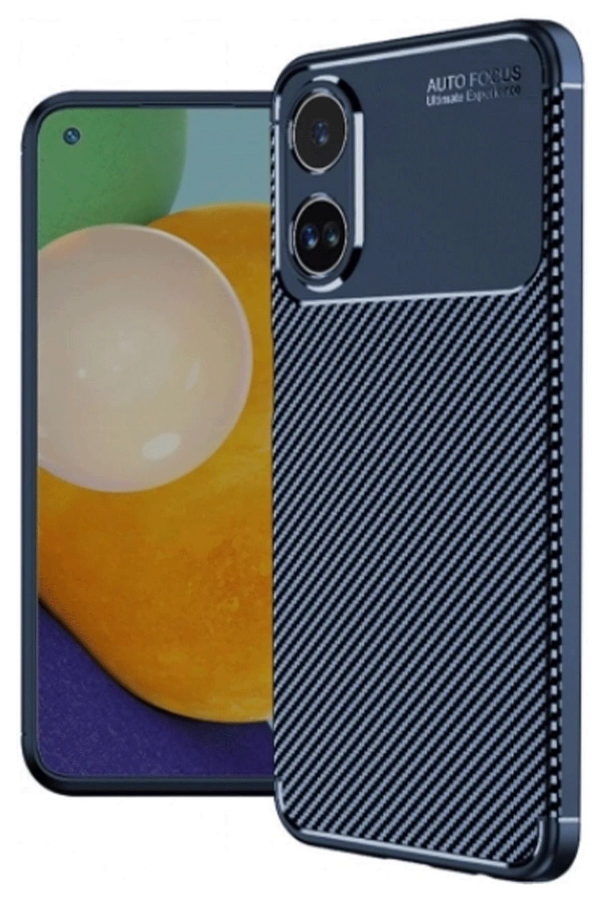 NewFace A38 Kılıf Auto Focus Karbon Kapak - Lacivert SVLRS