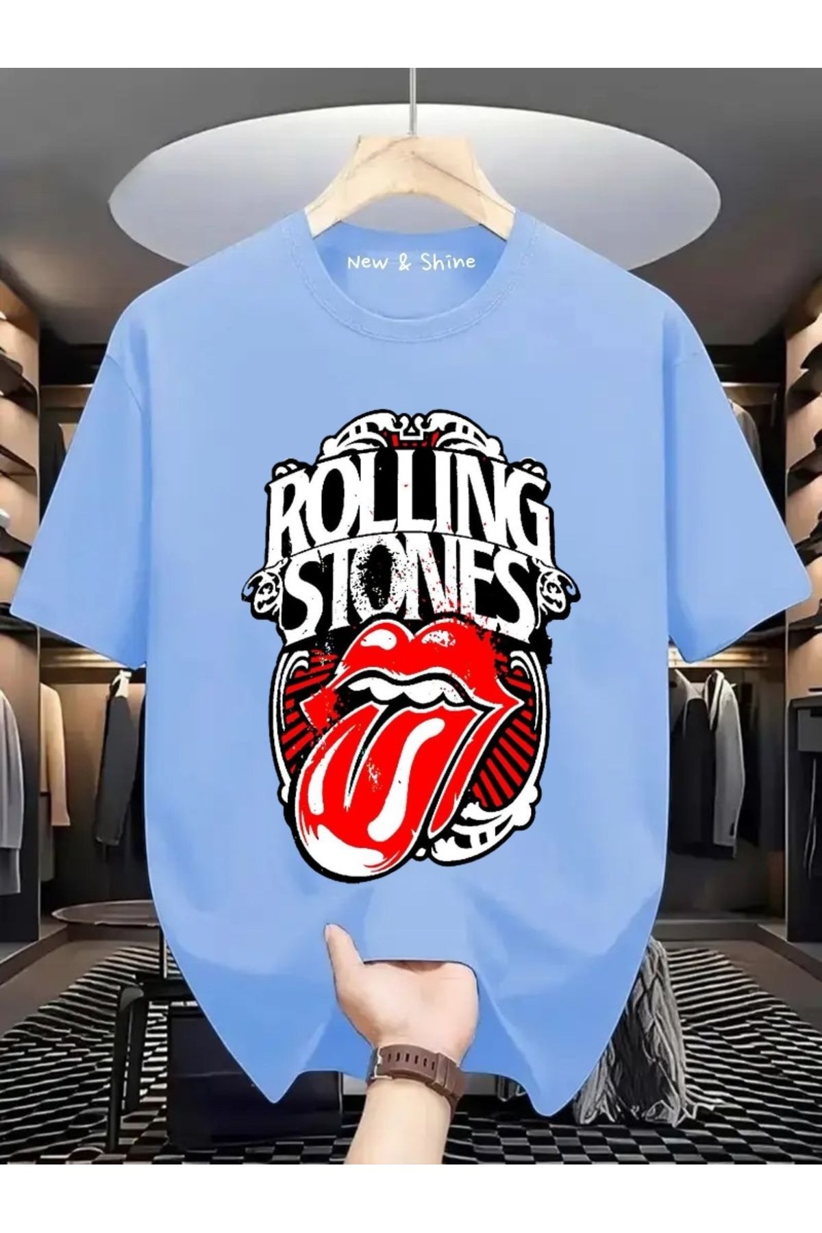 New Shine Rolling Stones Büyük Beden Oversize T-Shirt