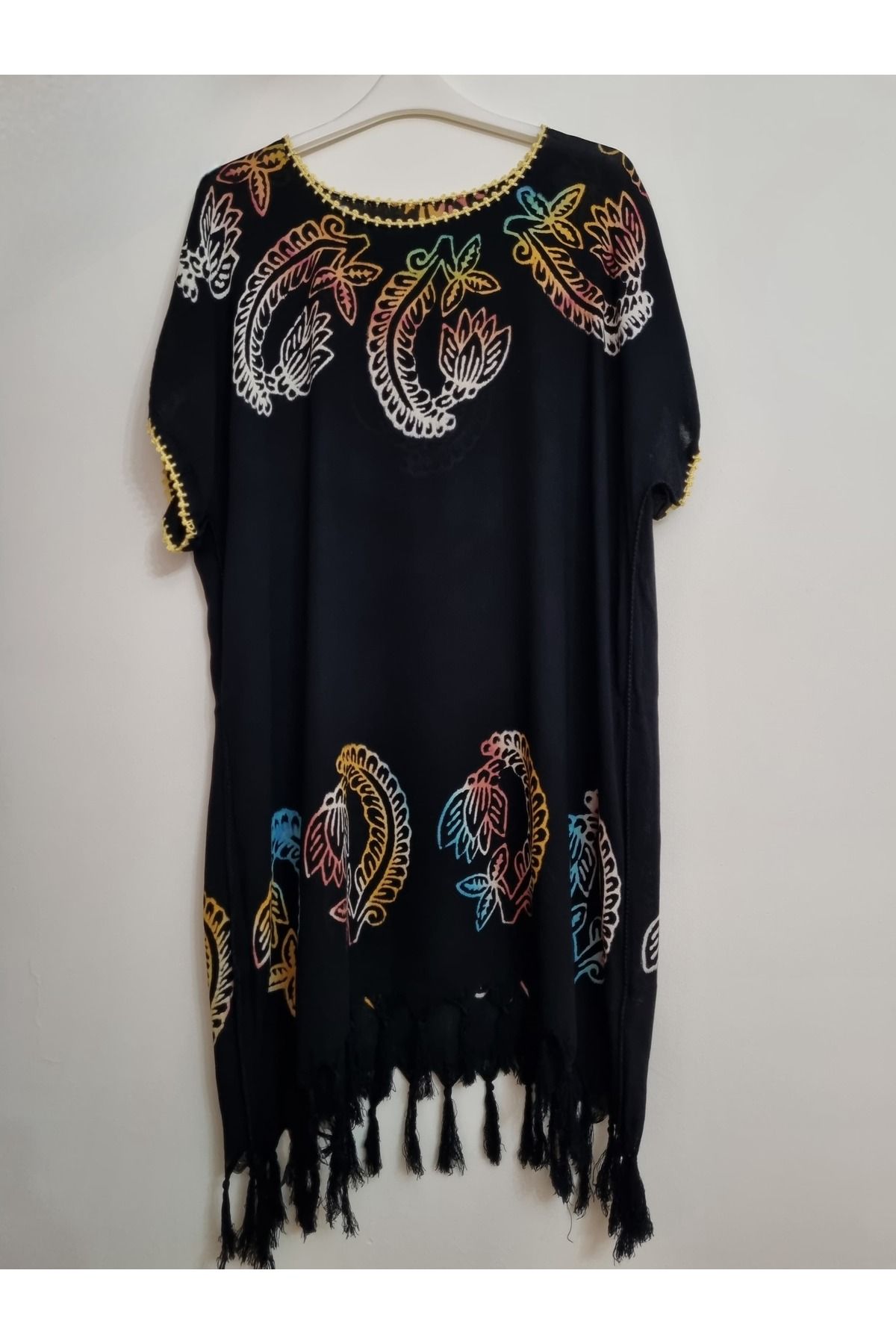 Milenam Etnik Desen Baskılı El İşi Pareo Tunik