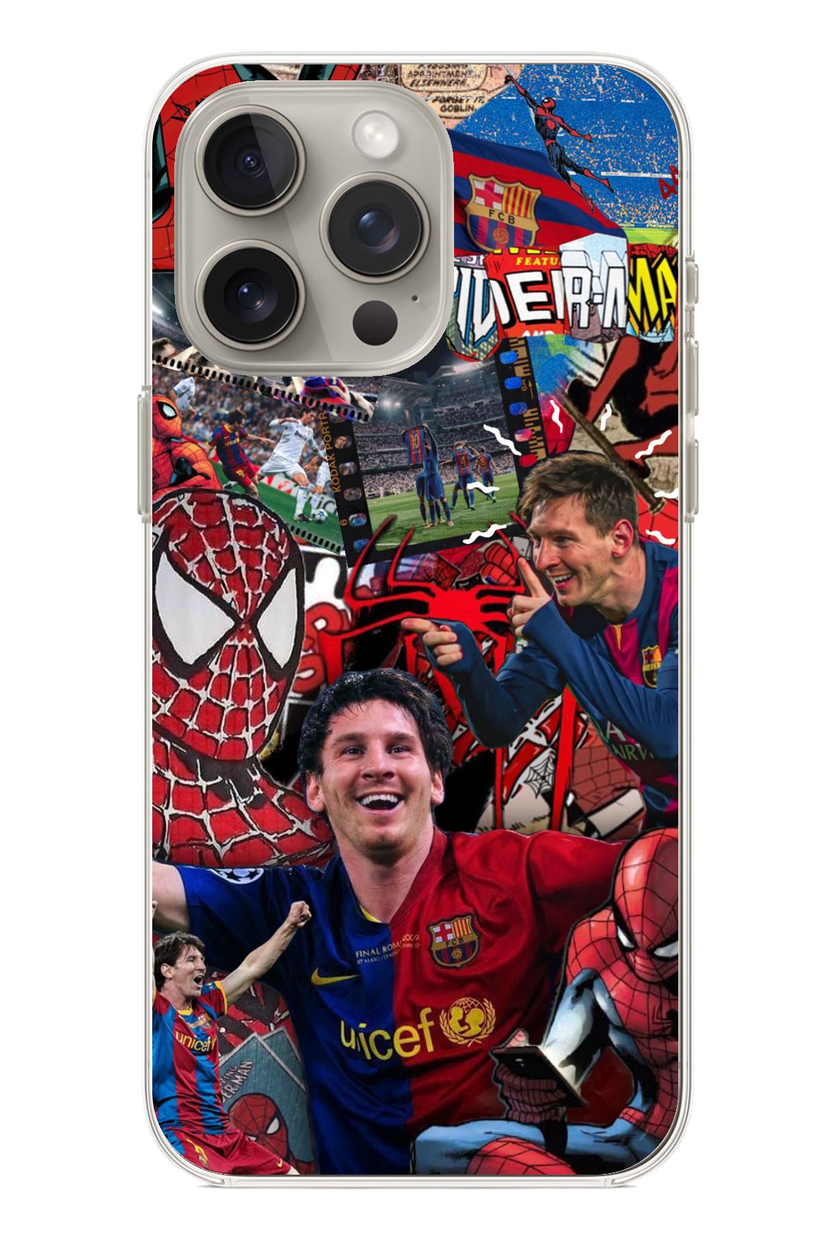 TechTree iPhone 15 PRO MAX Uyumlu Messi Kolaj Şeffaf Silikon Kılıf