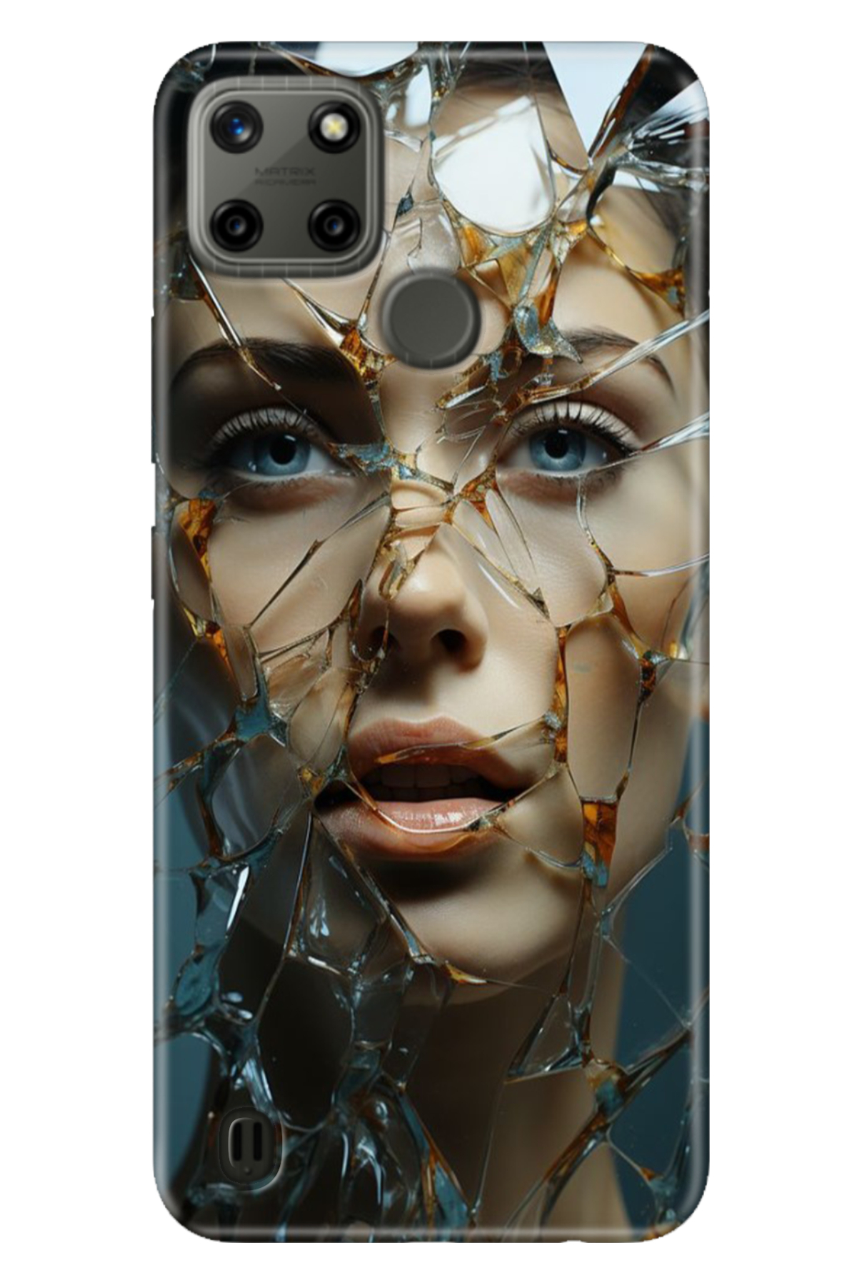 Realme C21Y - Realme C25Y Sheath Colorful TPU UV Printed Patterned Silicone Glass Fracture