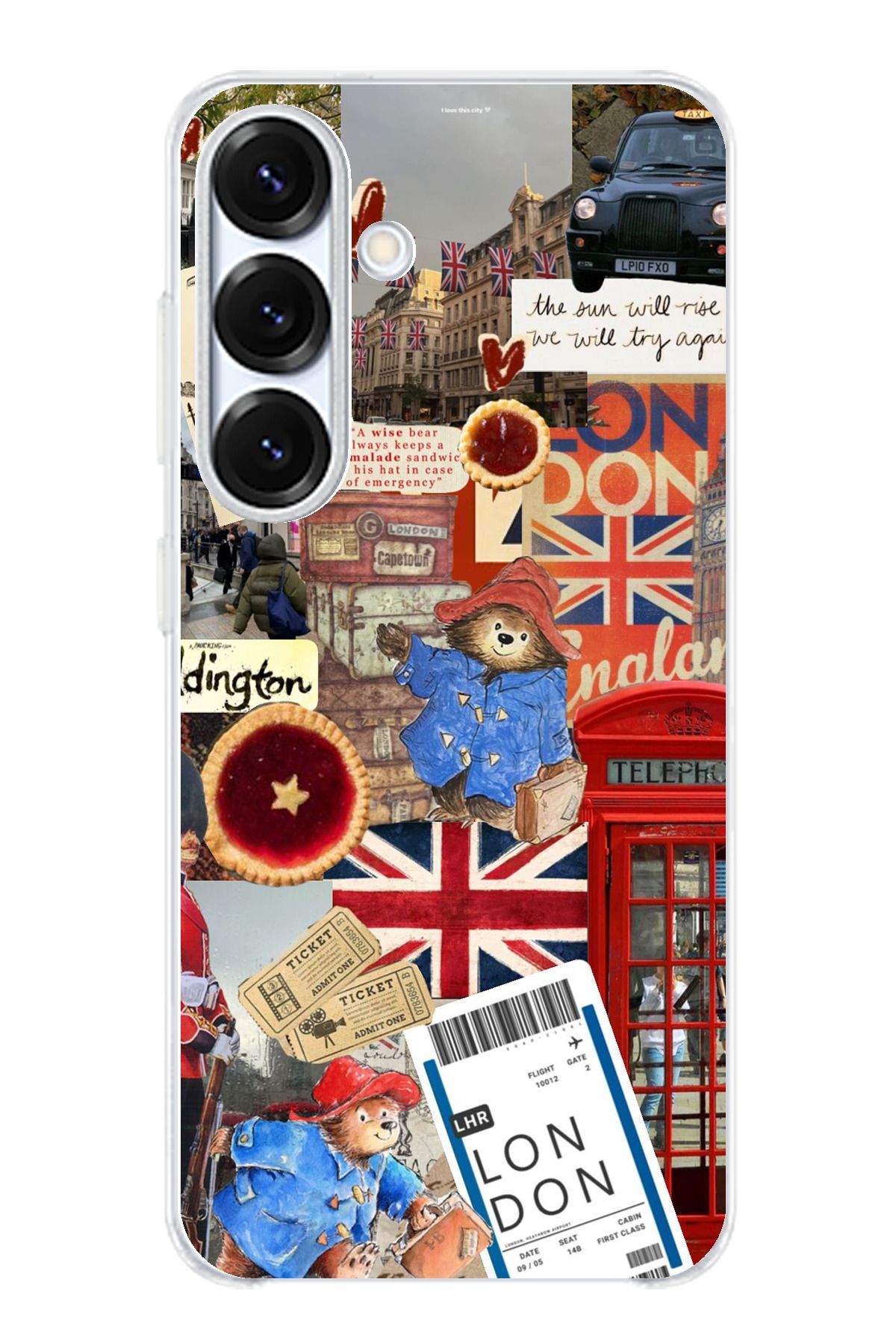 TechTree Samsung Galaxy S25 Uyumlu Londra Kolaj Şeffaf Silikon Kılıf