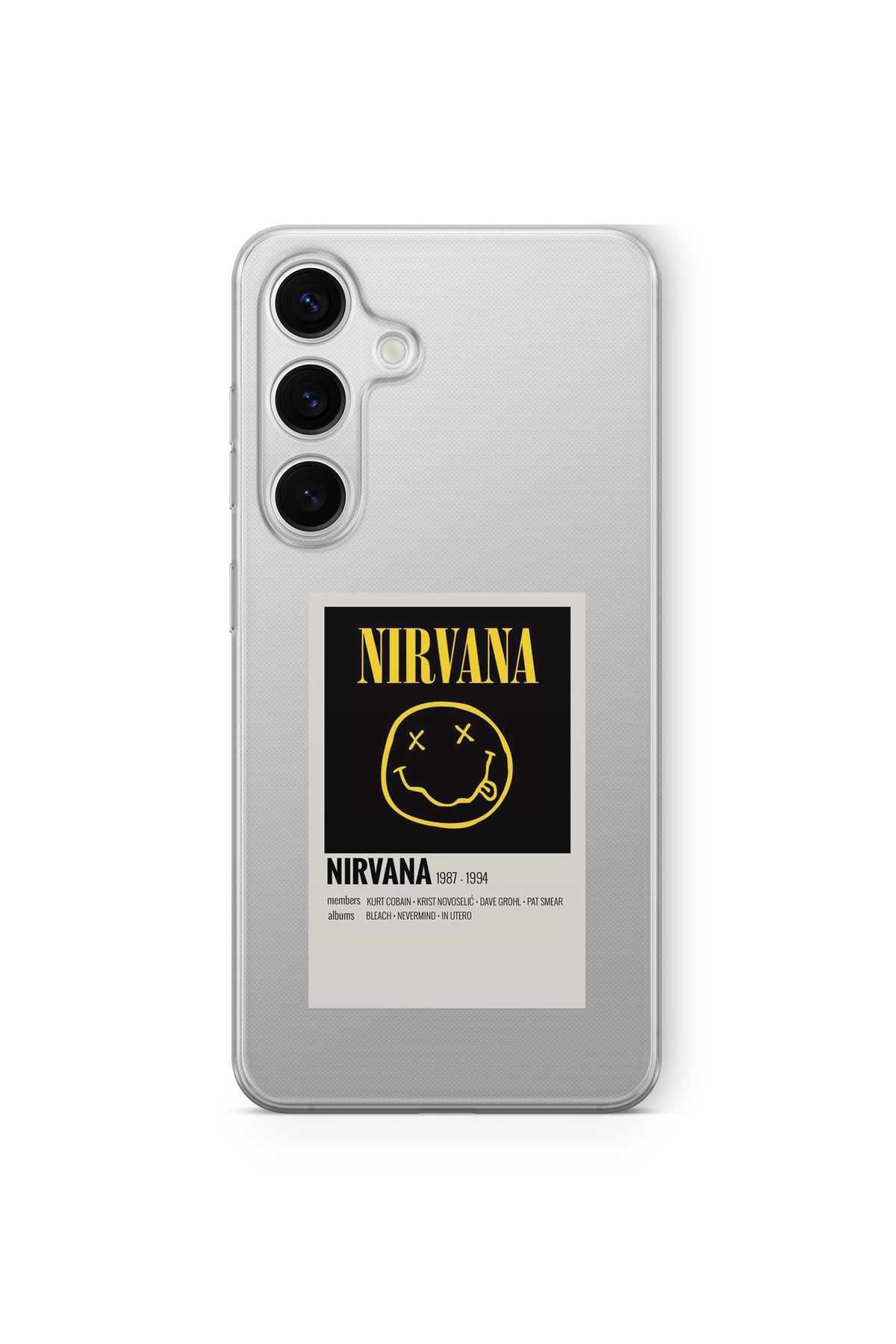 Space Star Samsung Galaxy A35 Uyumlu Nirvana Poster Tasarım Baskılı Şeffaf Kılıf