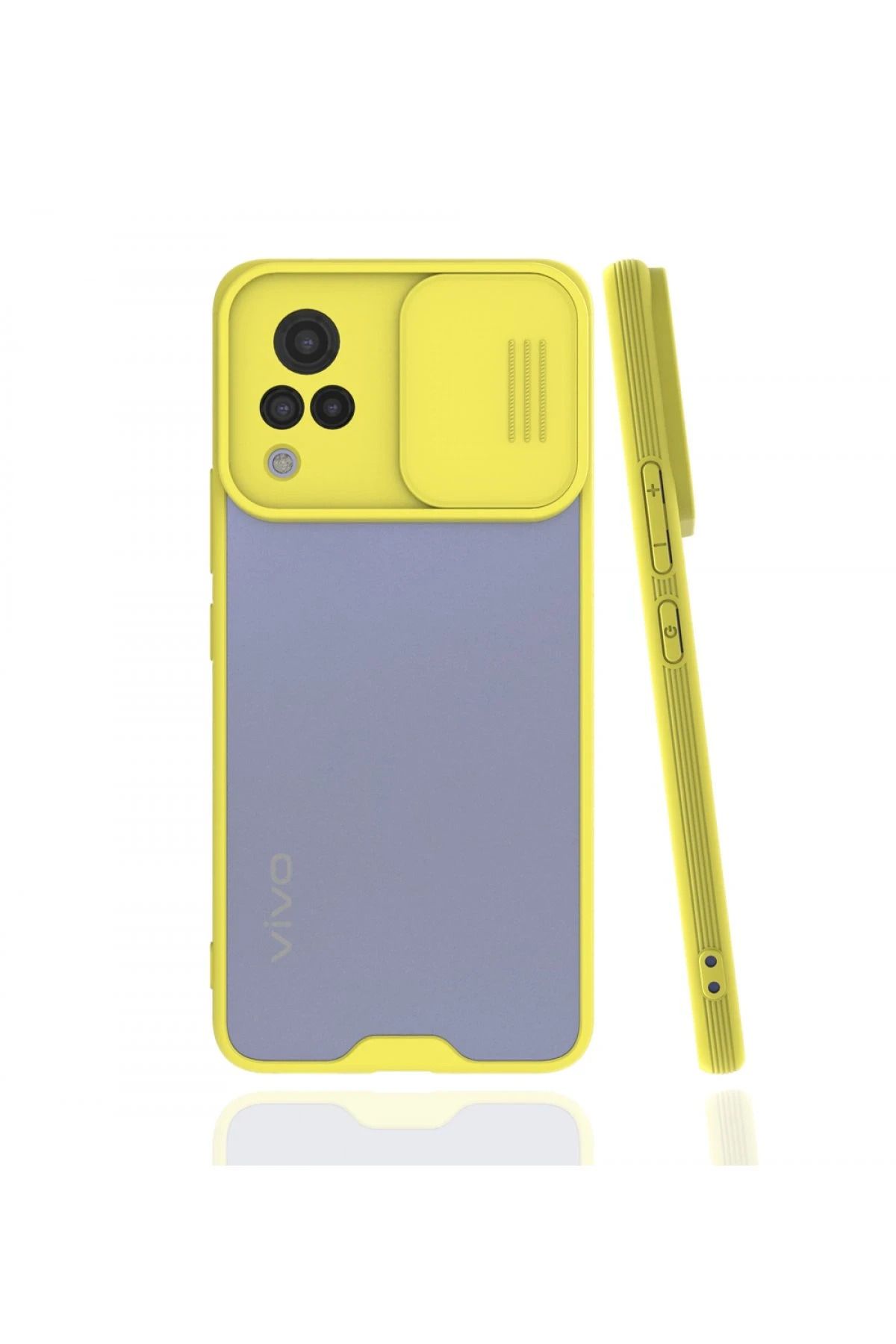 NewFace Vivo V21 Kılıf Platin Kamera Koruma Silikon - Sarı BSTMY