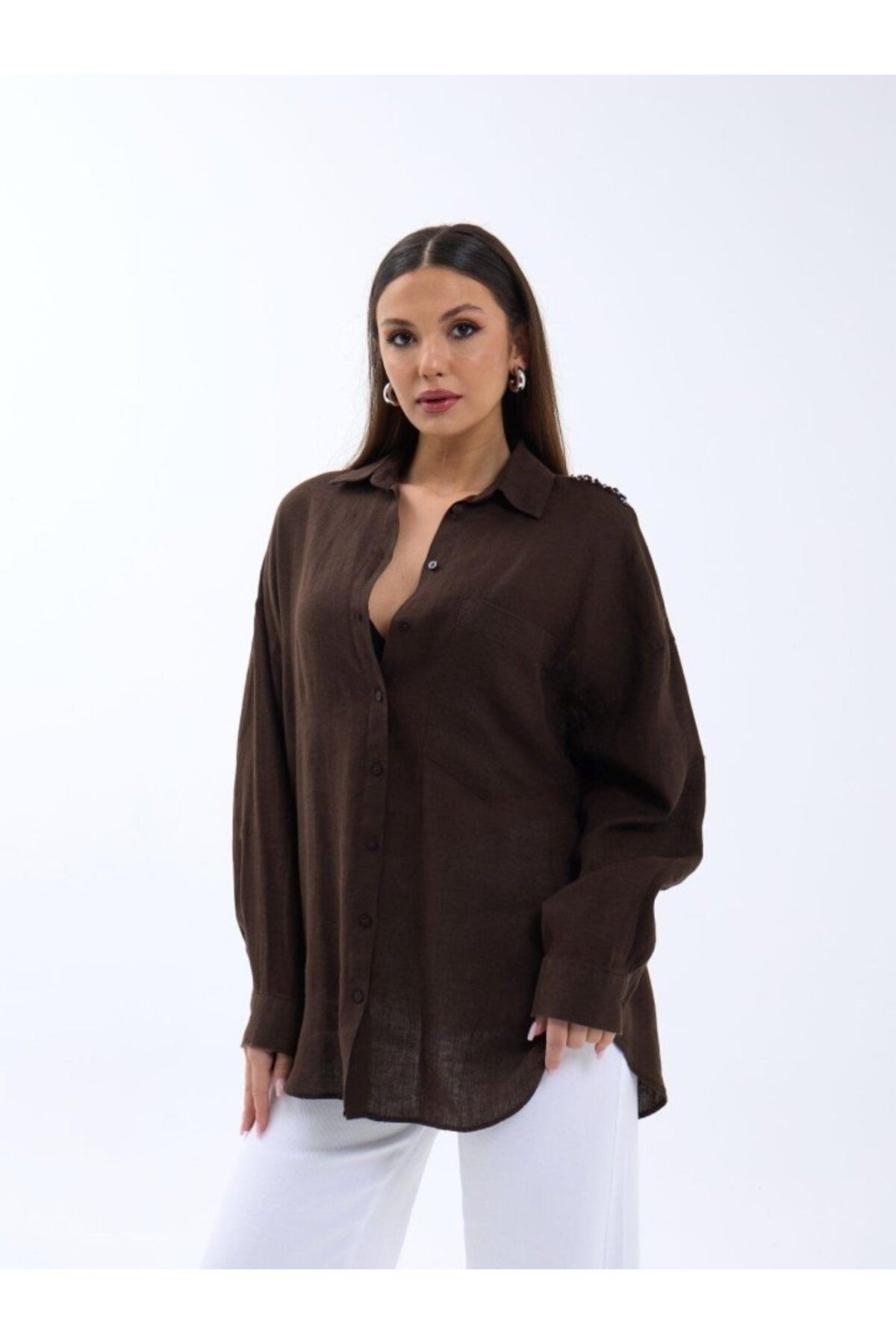 ARUZ MODA 7399 GÖMLEK-KAHVE