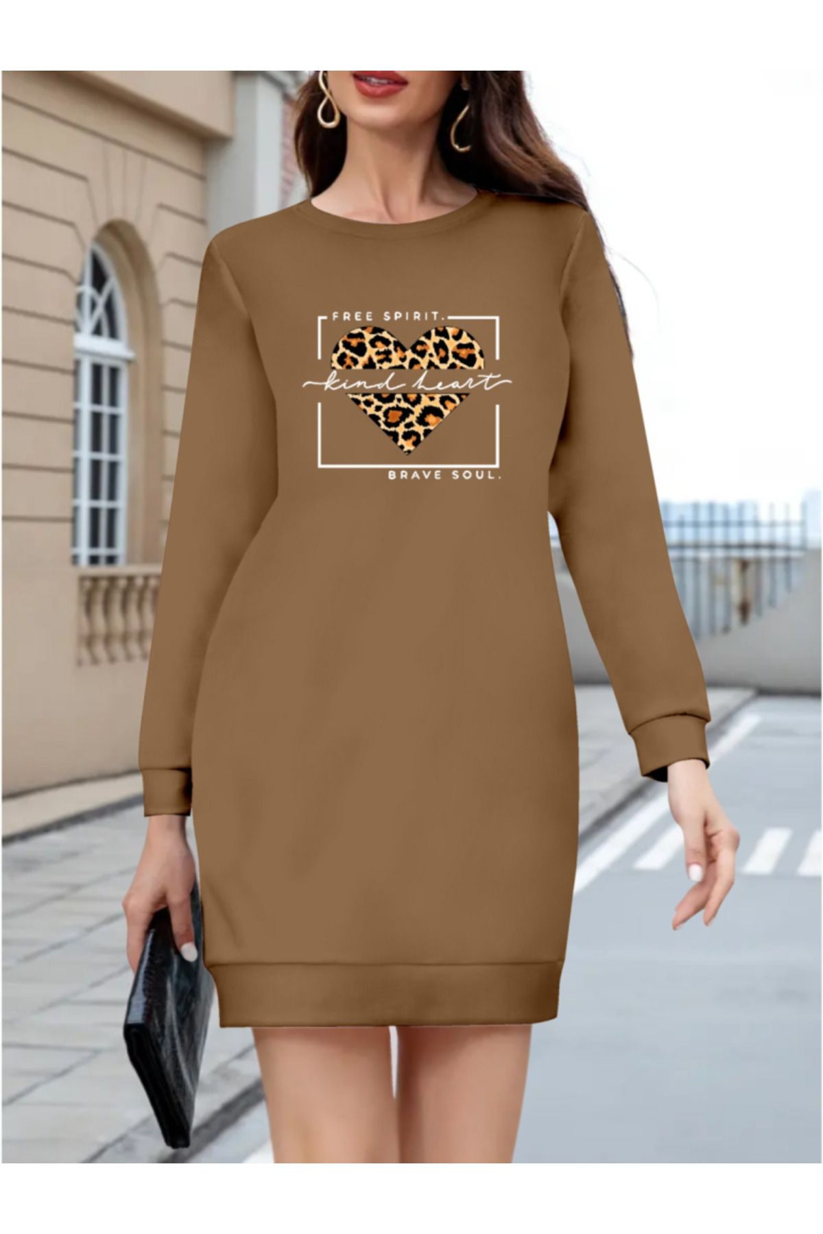 ARUZ MODA Kadın Uzun Kollu Bisiklet Yaka Desenli Viskon Iki Iplik Bluz